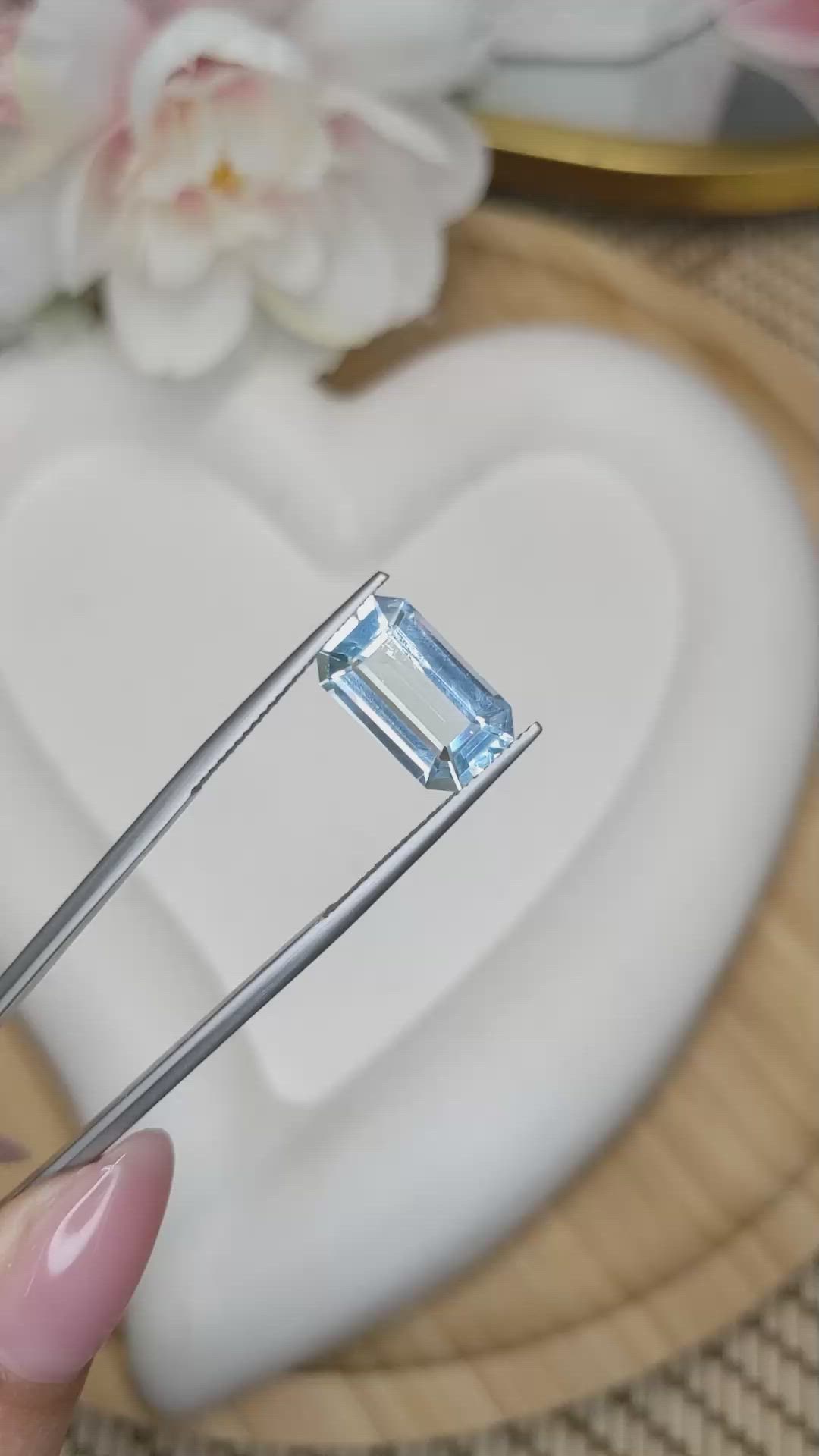 3.89 Ct. Blue Aquamarine from Madagascar Size Video