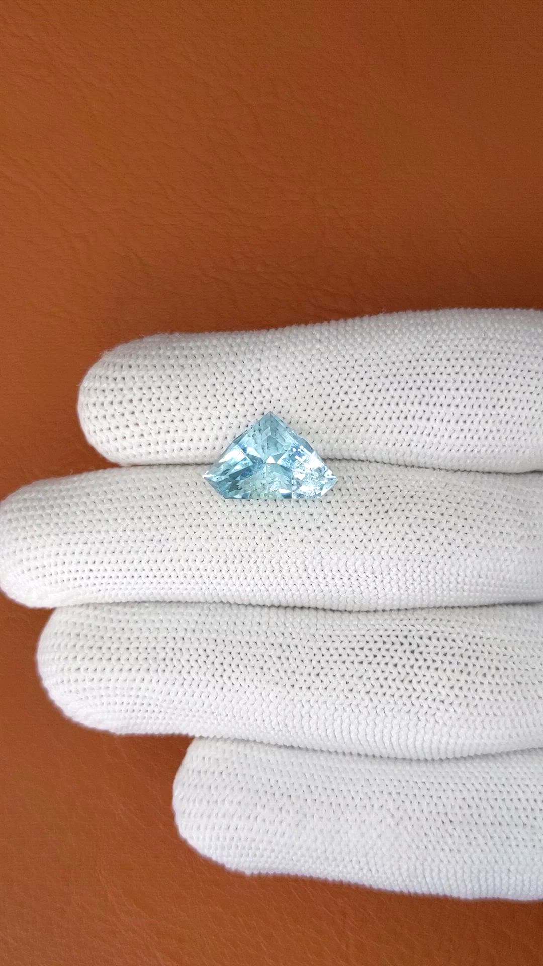 4.72 Ct. Blue Aquamarine from Madagascar Size Video