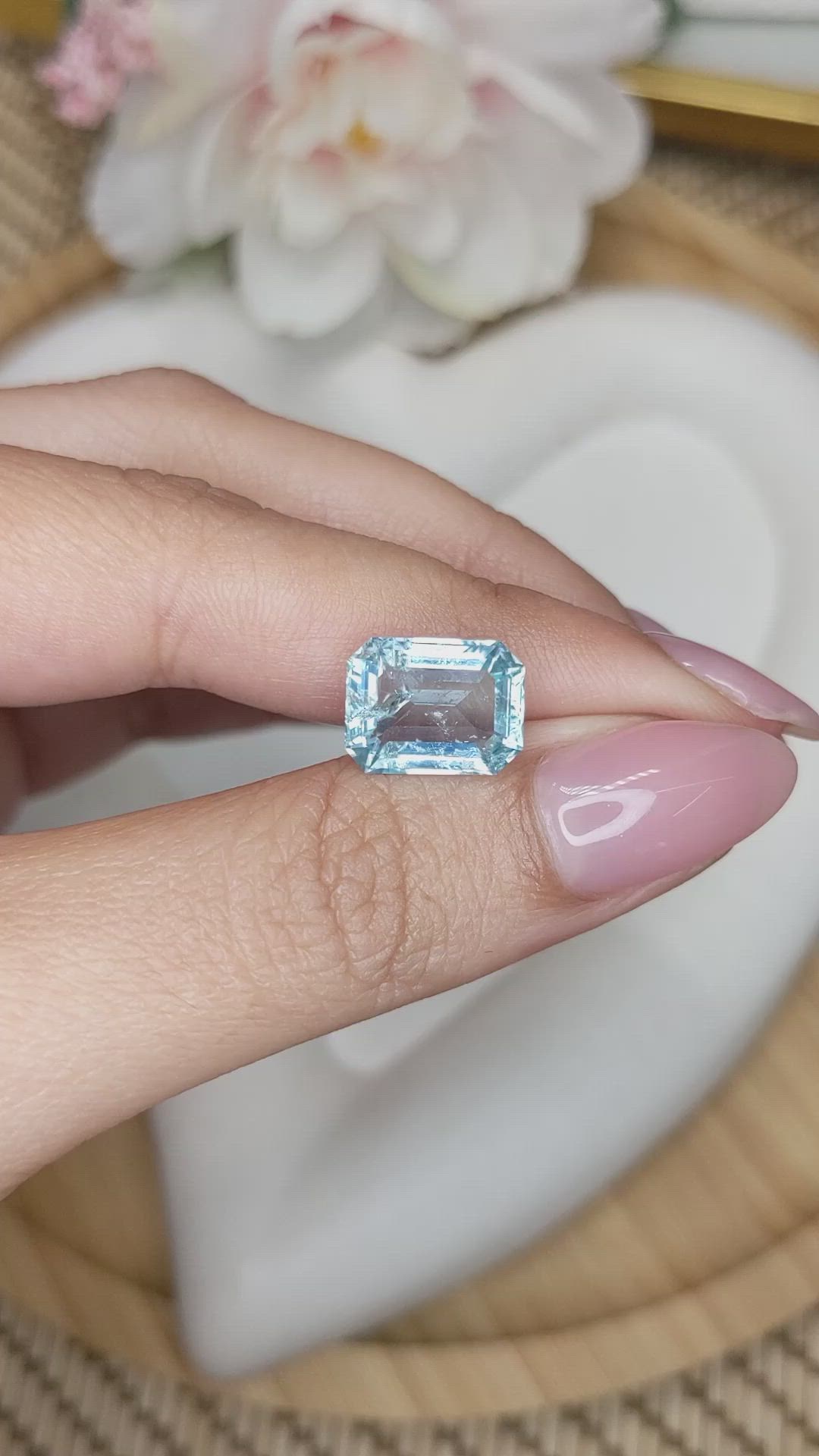 4.77 Ct. Blue Aquamarine from Madagascar Size Video
