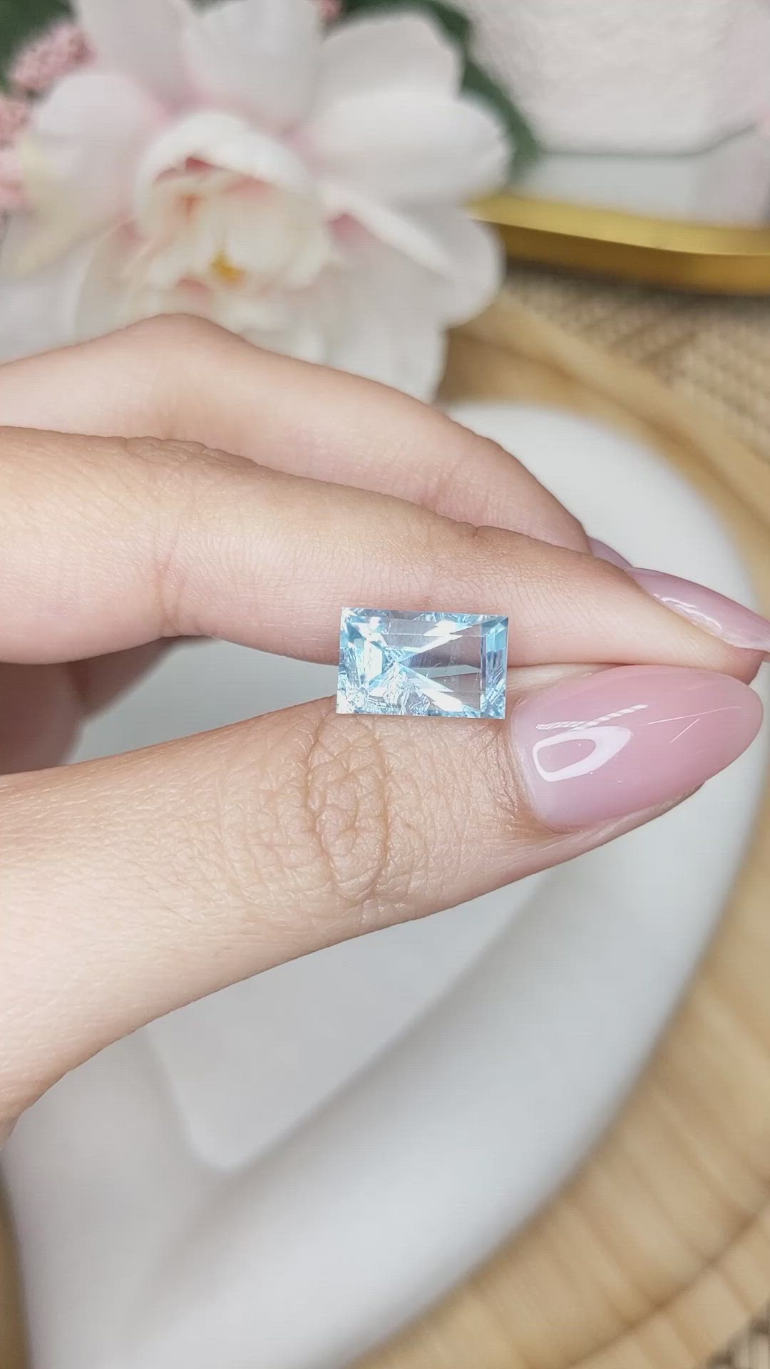 3.68 Ct. Blue Aquamarine from Madagascar Size Video
