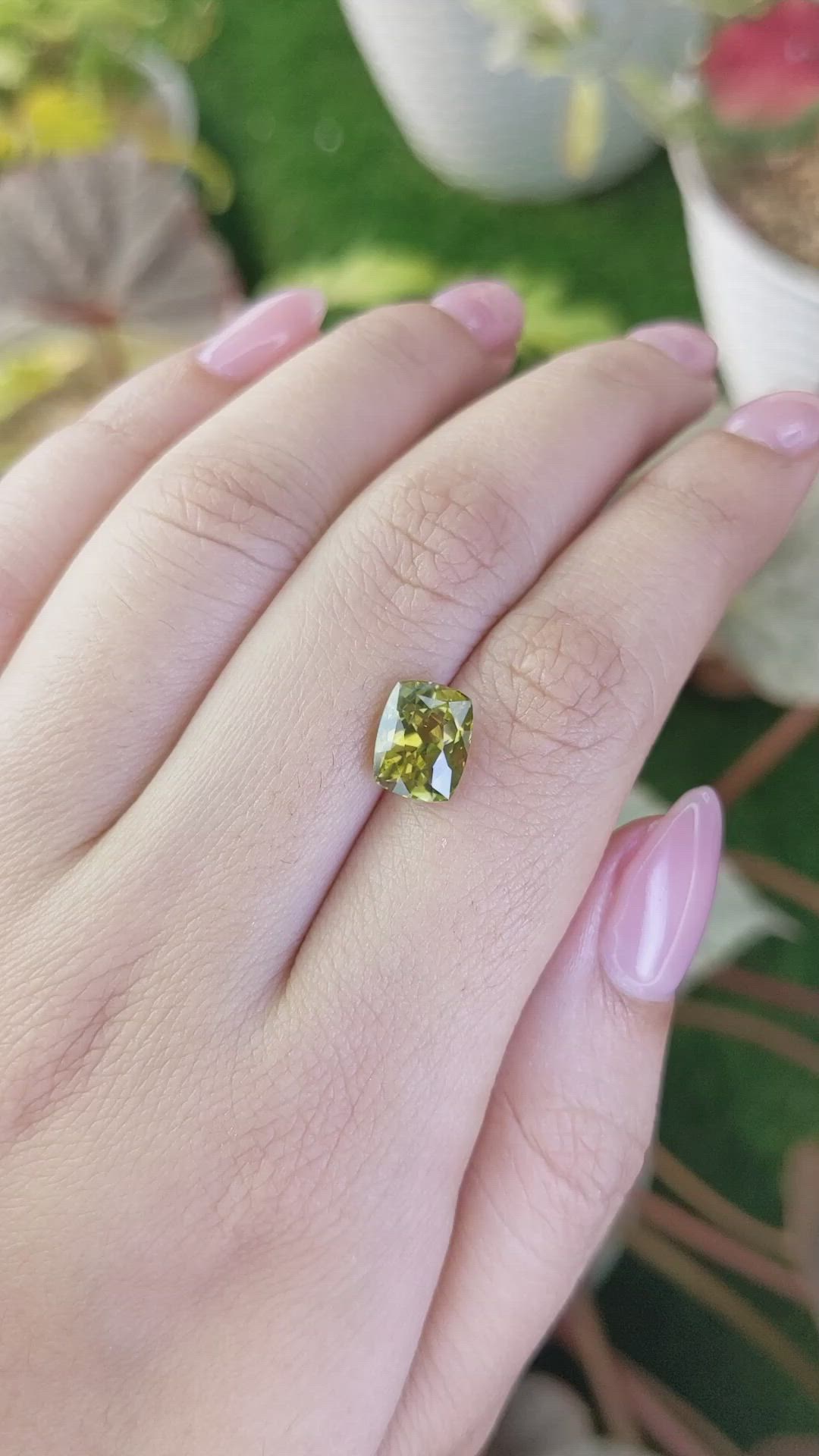 3.00 Ct. Yellowish Green Chrysoberyl from Ceylon (Sri Lanka) Size Video