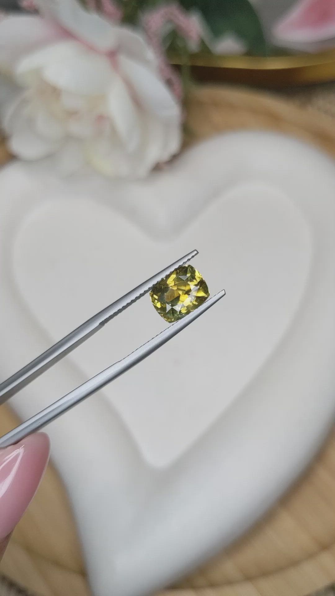 3.00 Ct. Yellowish Green Chrysoberyl from Ceylon (Sri Lanka) Size Video