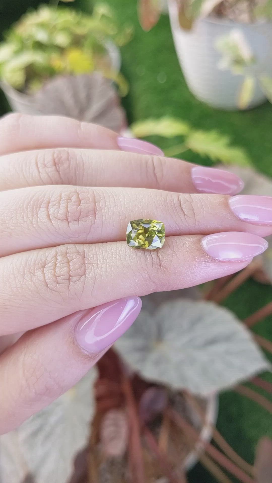 3.00 Ct. Yellowish Green Chrysoberyl from Ceylon (Sri Lanka) Size Video