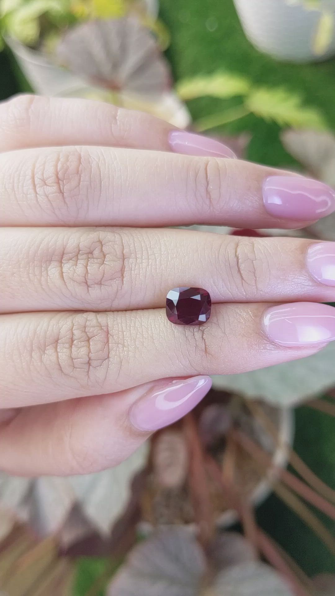 2.66 Ct. Purplish Red Rhodolite Garnet from Ceylon (Sri Lanka) Size Video