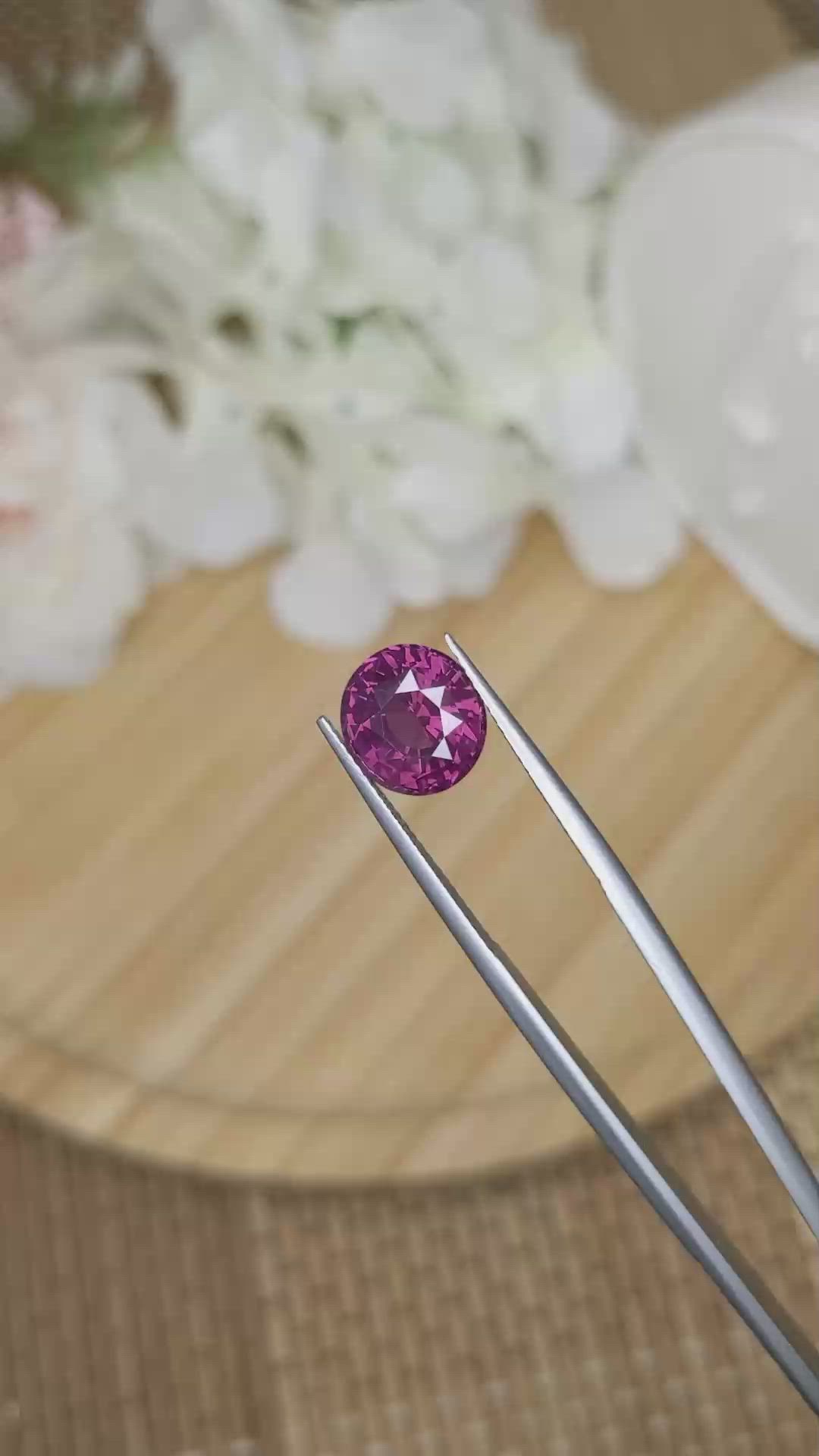 4.29 Ct. Pinkish Purple Spinel from Ceylon (Sri Lanka) Size Video