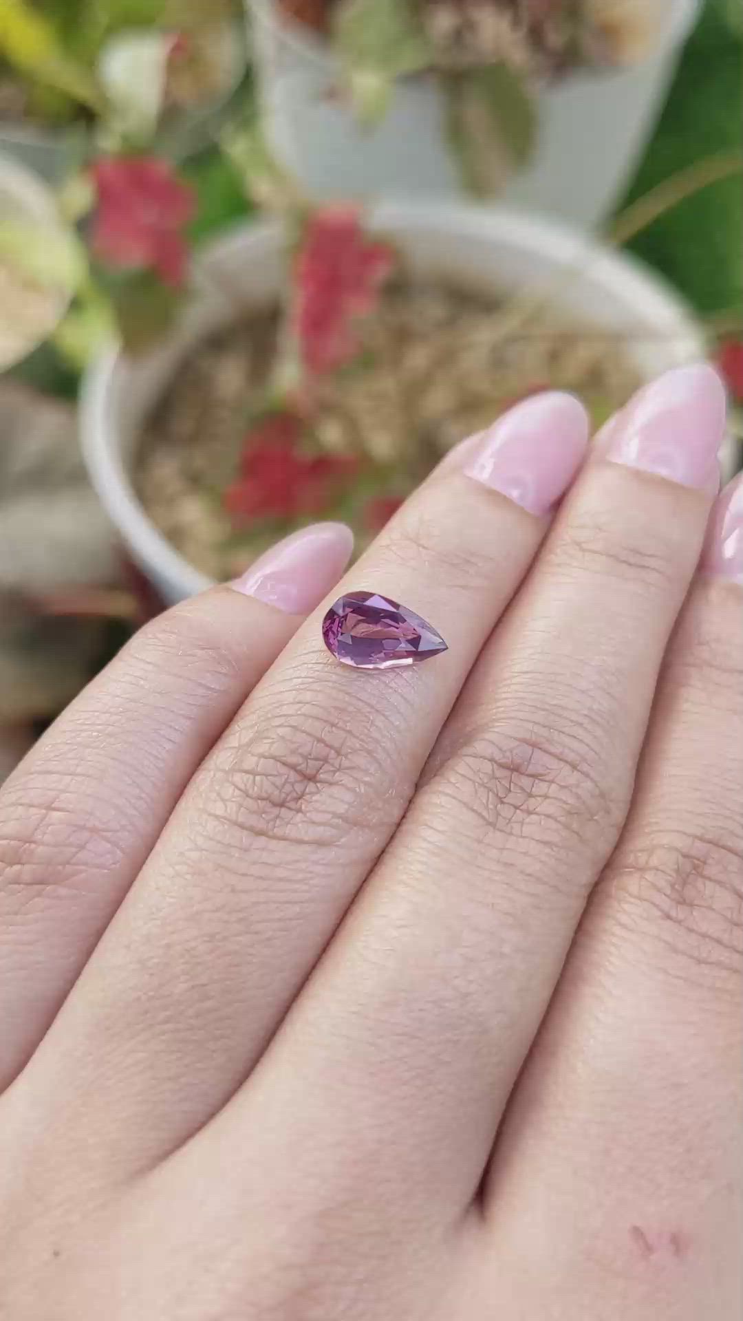 1.86 Ct. Purplish Pink Spinel from Ceylon (Sri Lanka) Size Video