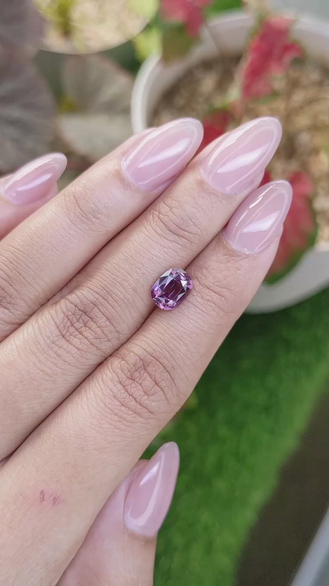 1.77 Ct. Pinkish Purple Spinel from Ceylon (Sri Lanka) Size Video
