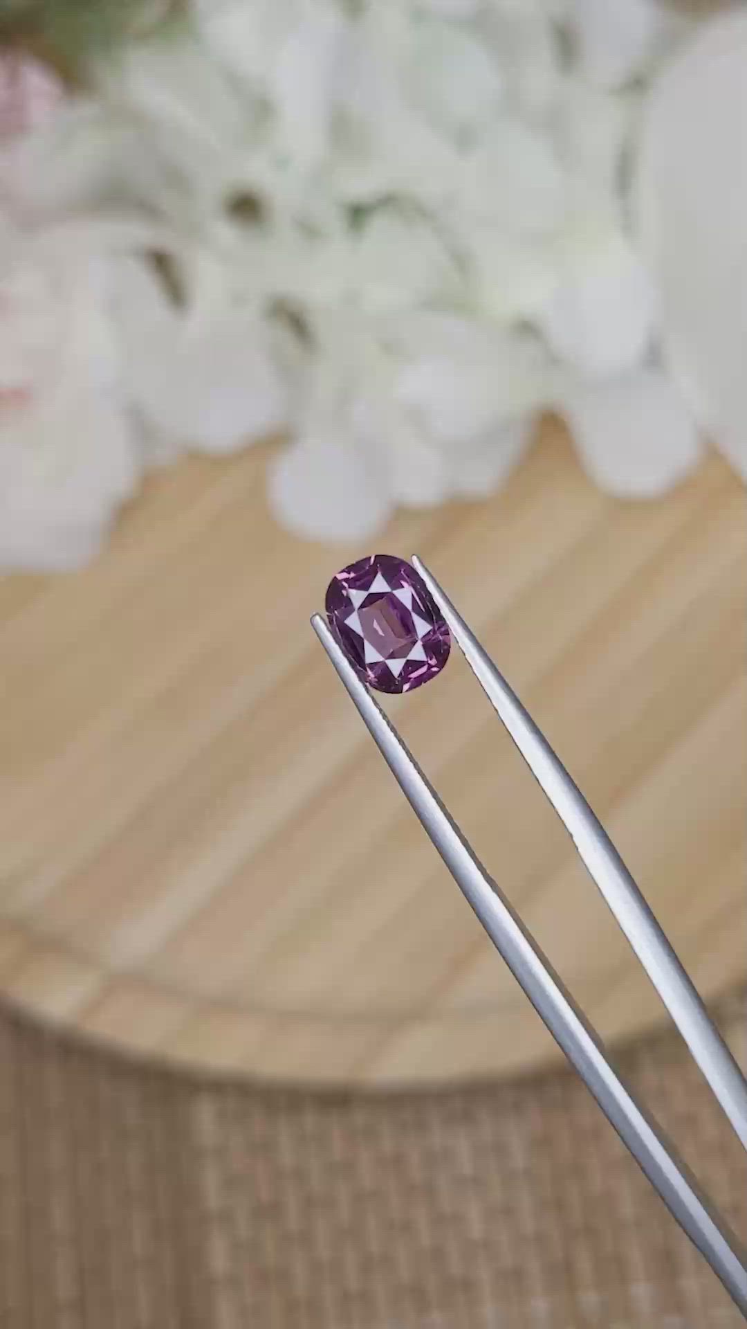 1.77 Ct. Pinkish Purple Spinel from Ceylon (Sri Lanka) Size Video