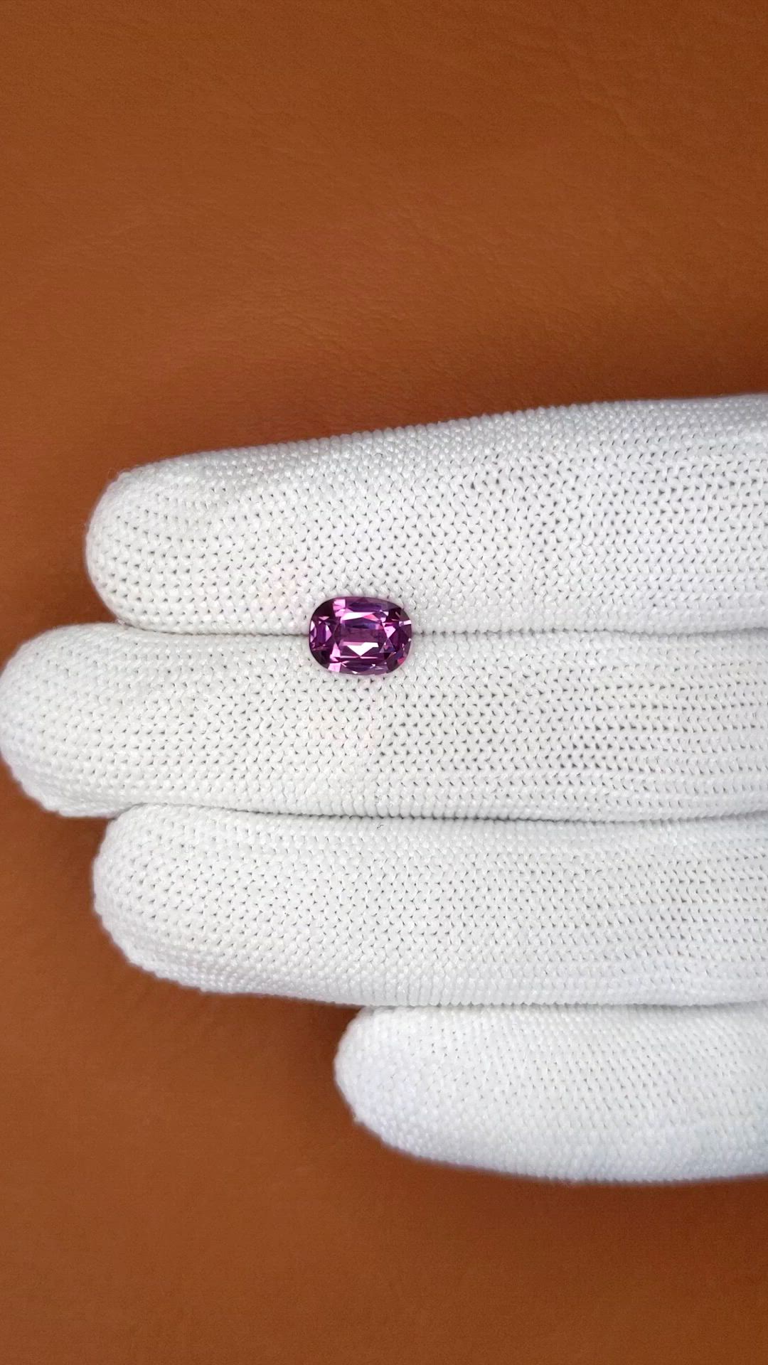 1.77 Ct. Pinkish Purple Spinel from Ceylon (Sri Lanka) Size Video