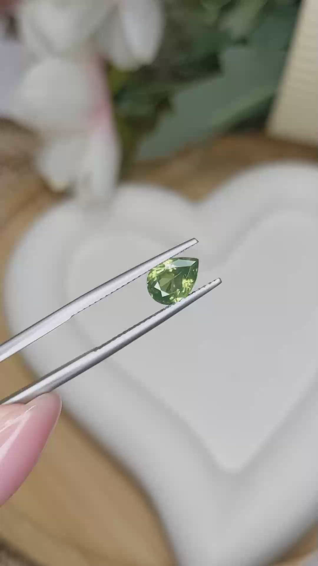 1.43 Ct. Yellowish Green Zircon from Ceylon (Sri Lanka) Size Video