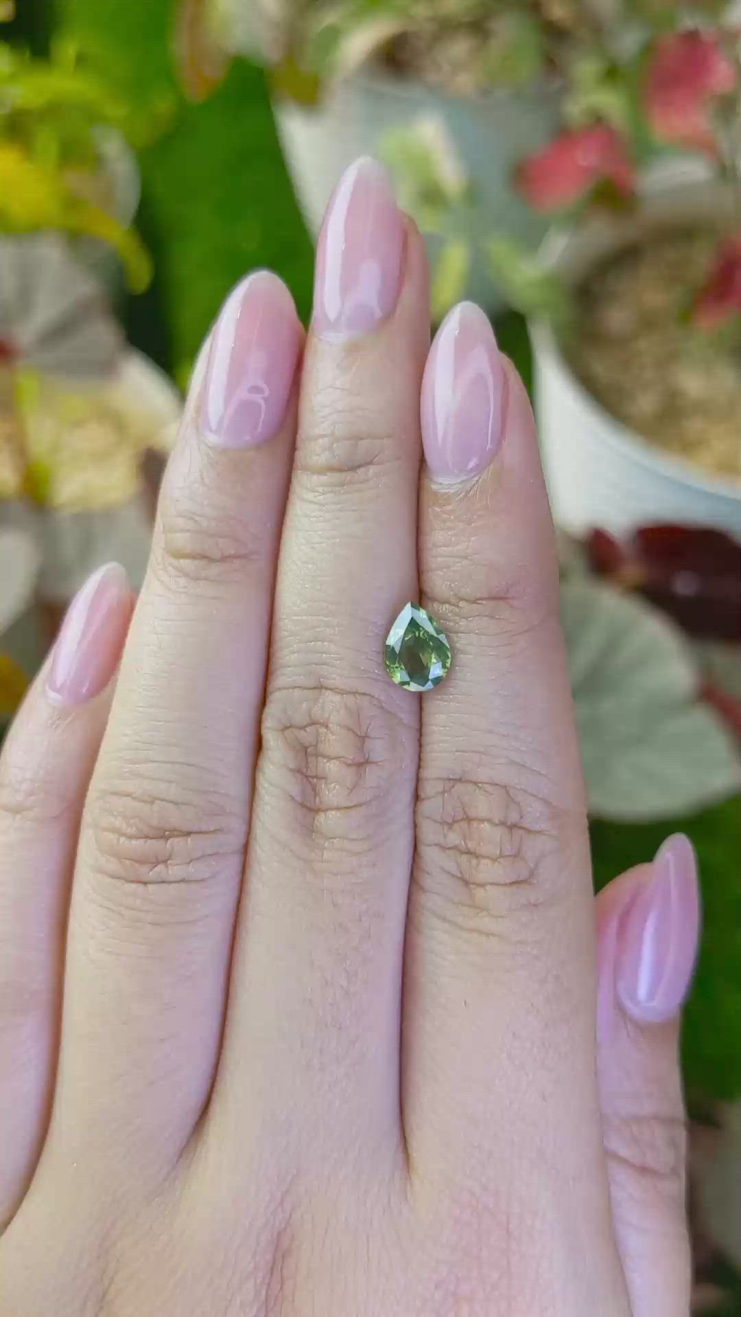 1.43 Ct. Yellowish Green Zircon from Ceylon (Sri Lanka) Size Video