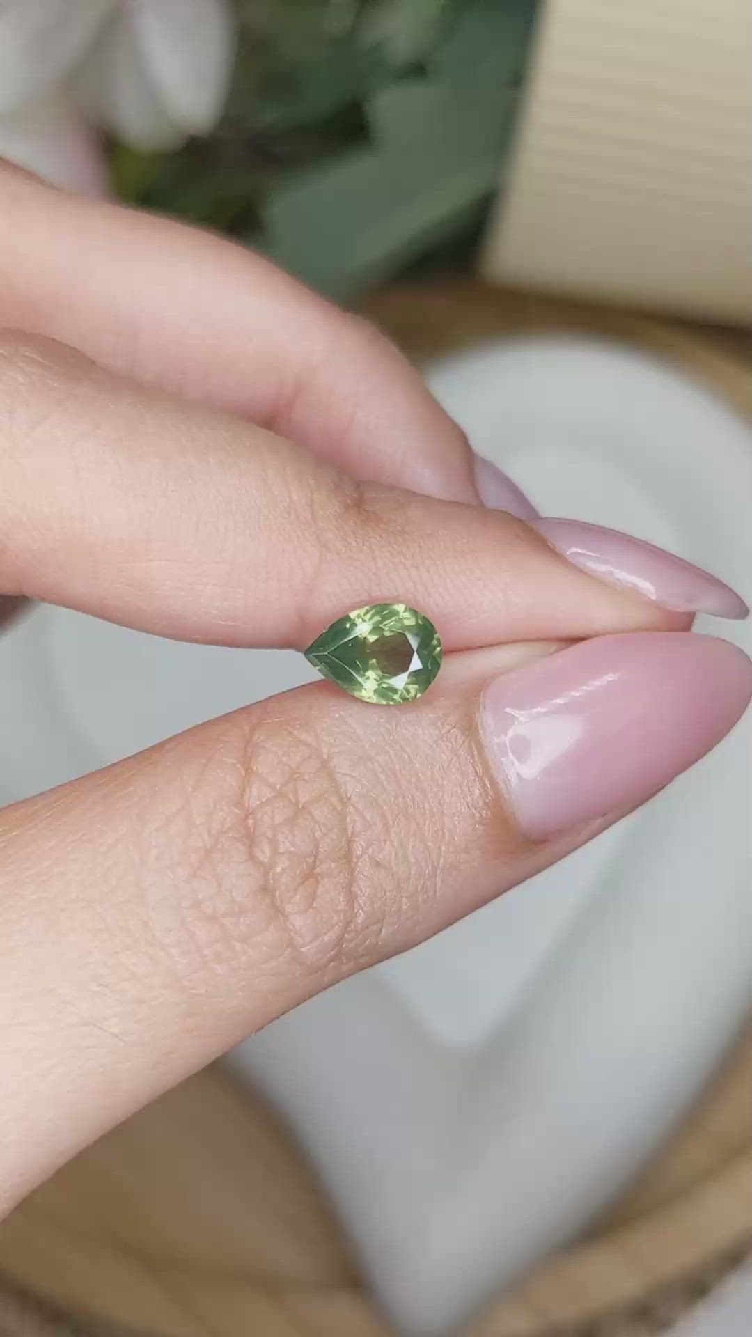 1.43 Ct. Yellowish Green Zircon from Ceylon (Sri Lanka) Size Video