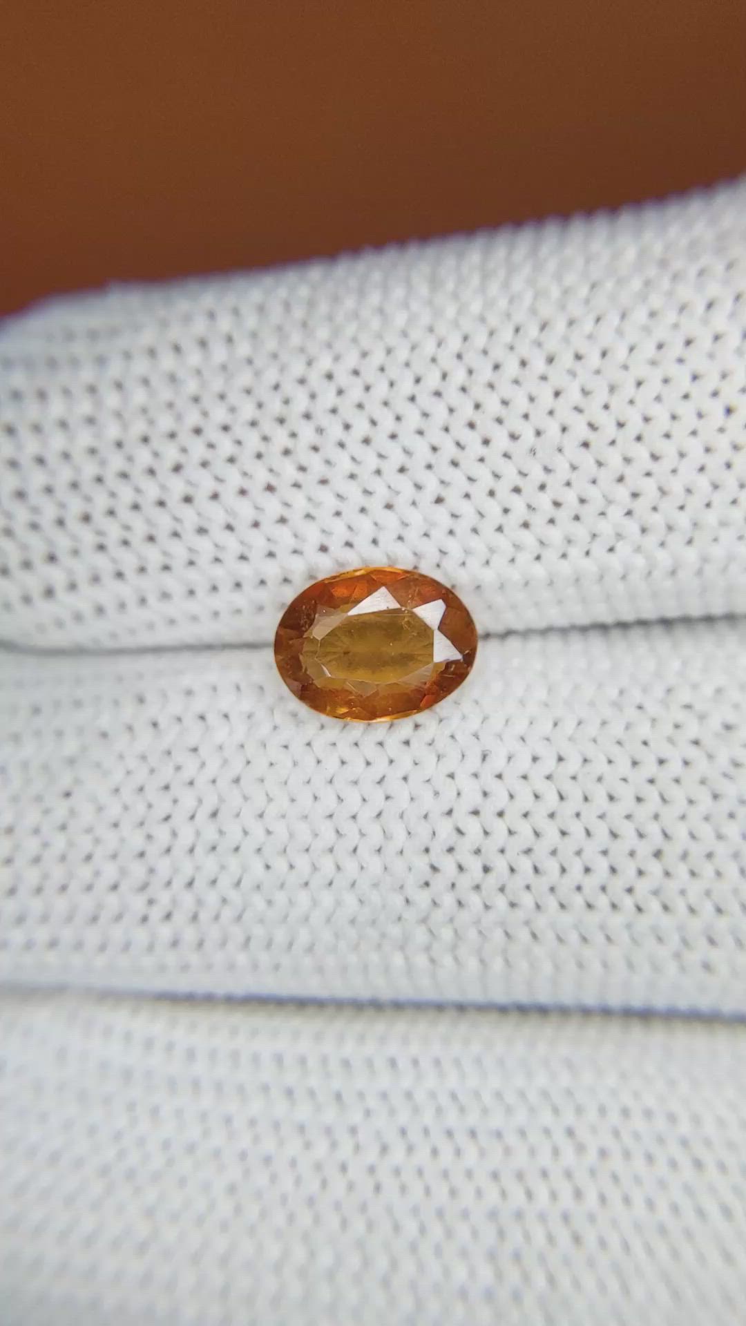 1.44 Ct. Orange Hessonite Garnet from Madagascar Size Video