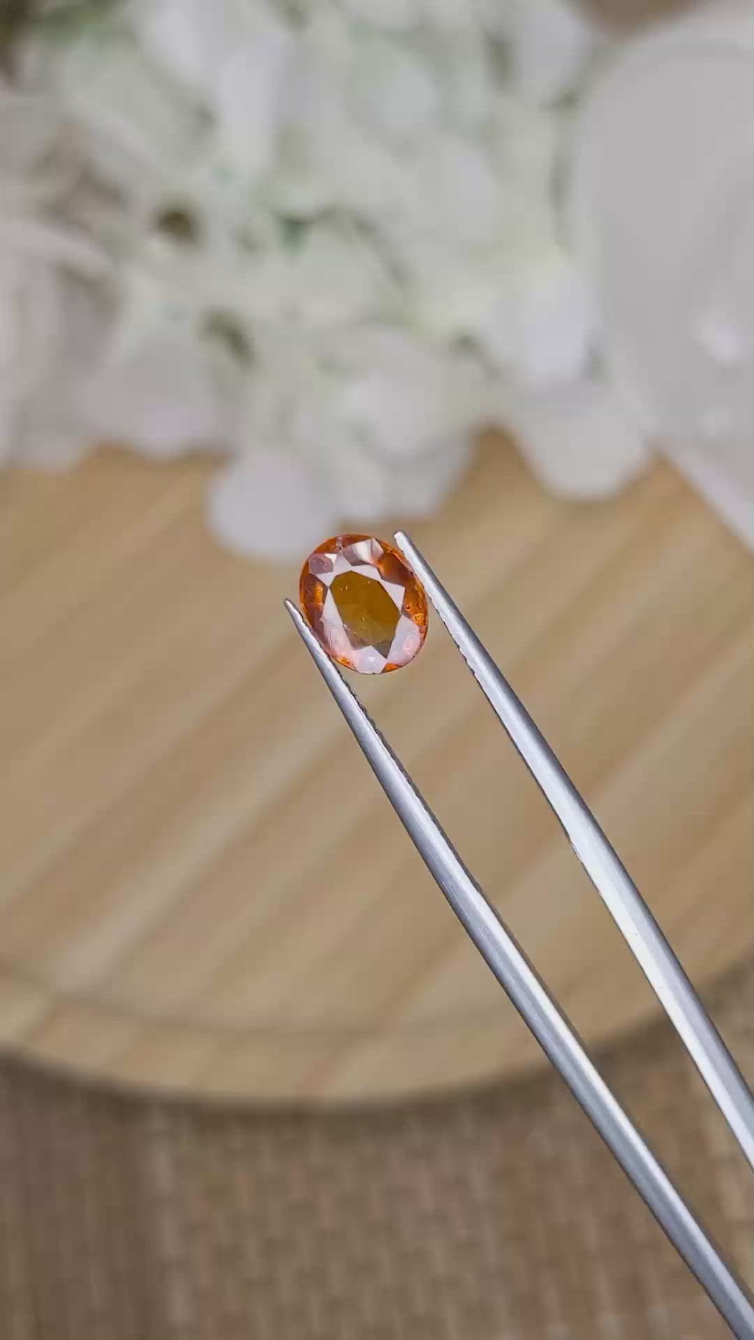 1.71 Ct. Orange Hessonite Garnet from Madagascar Size Video