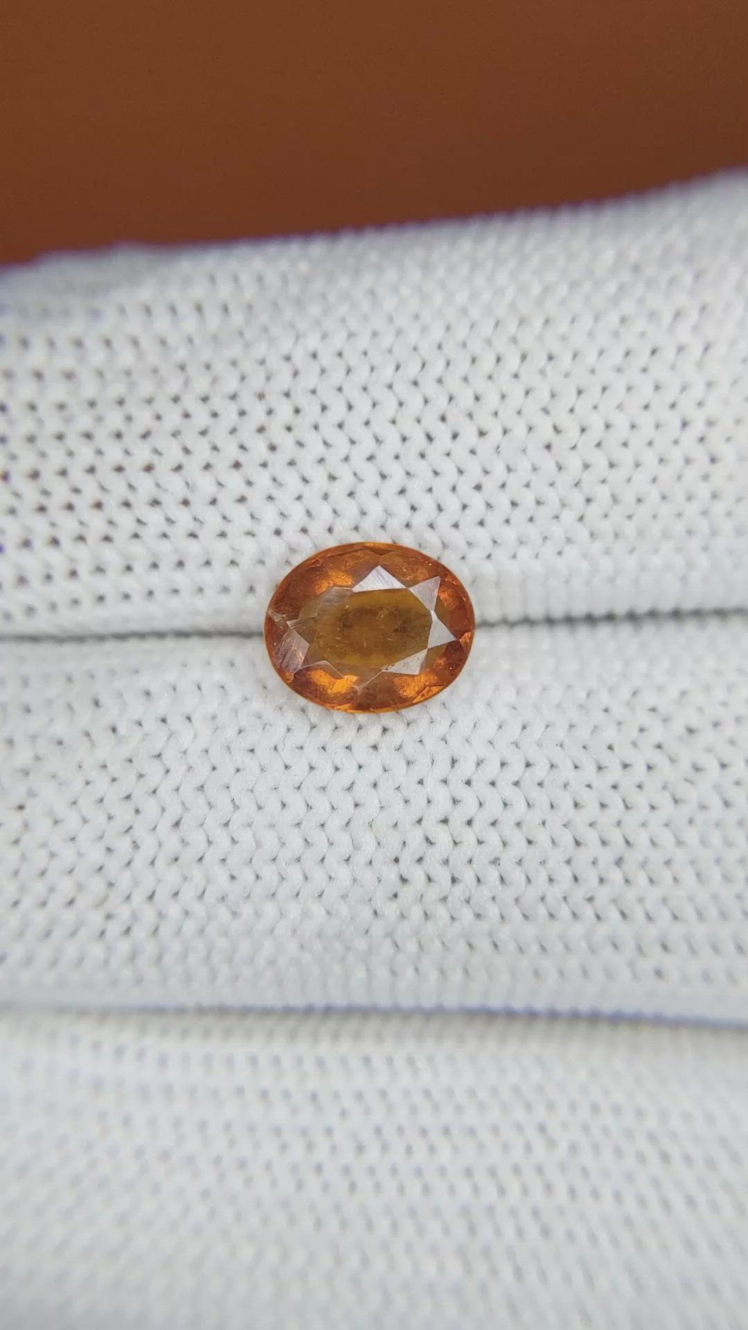 1.71 Ct. Orange Hessonite Garnet from Madagascar Size Video