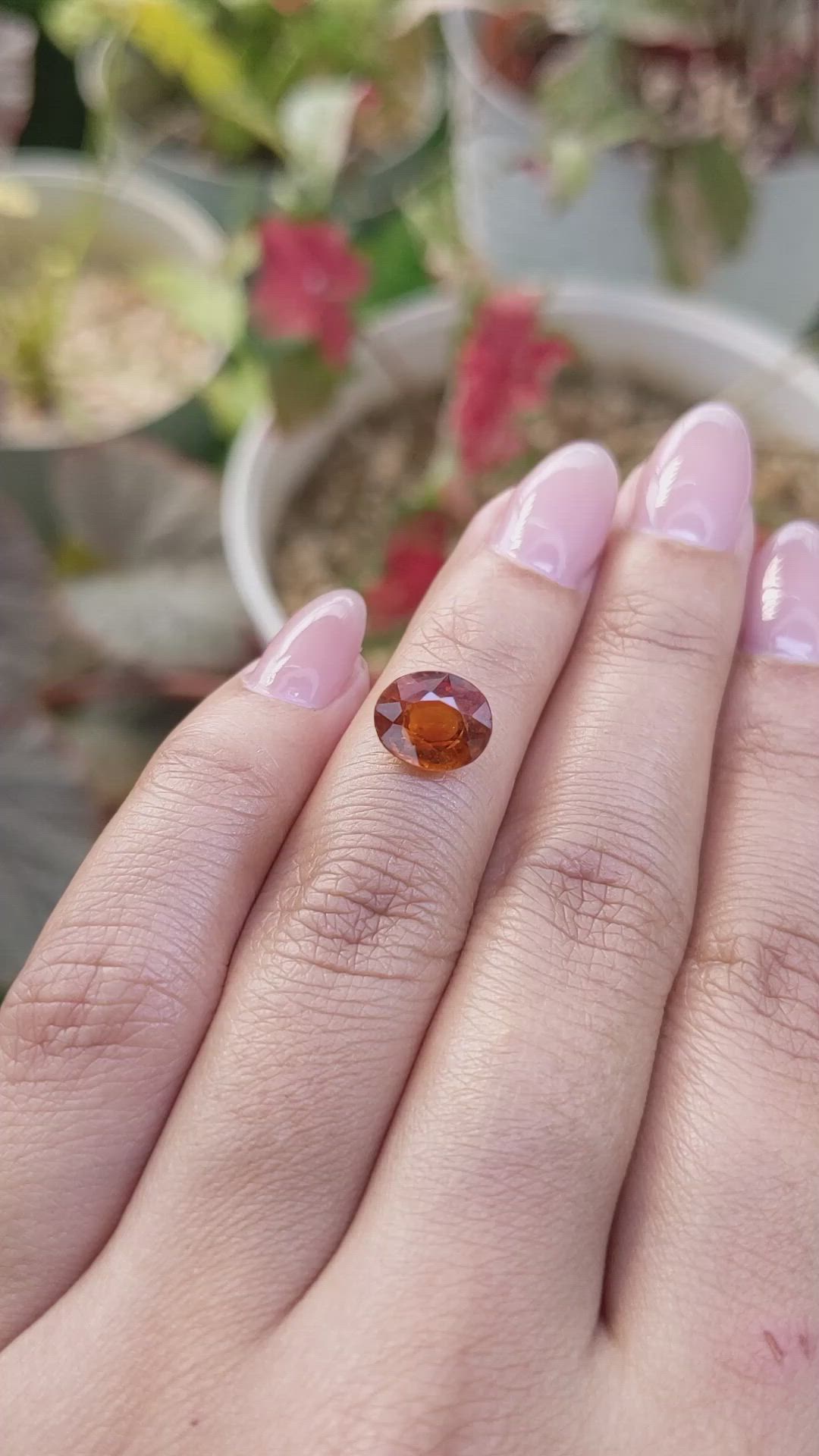 2.43 Ct. Reddish Orange Hessonite Garnet from Madagascar Size Video