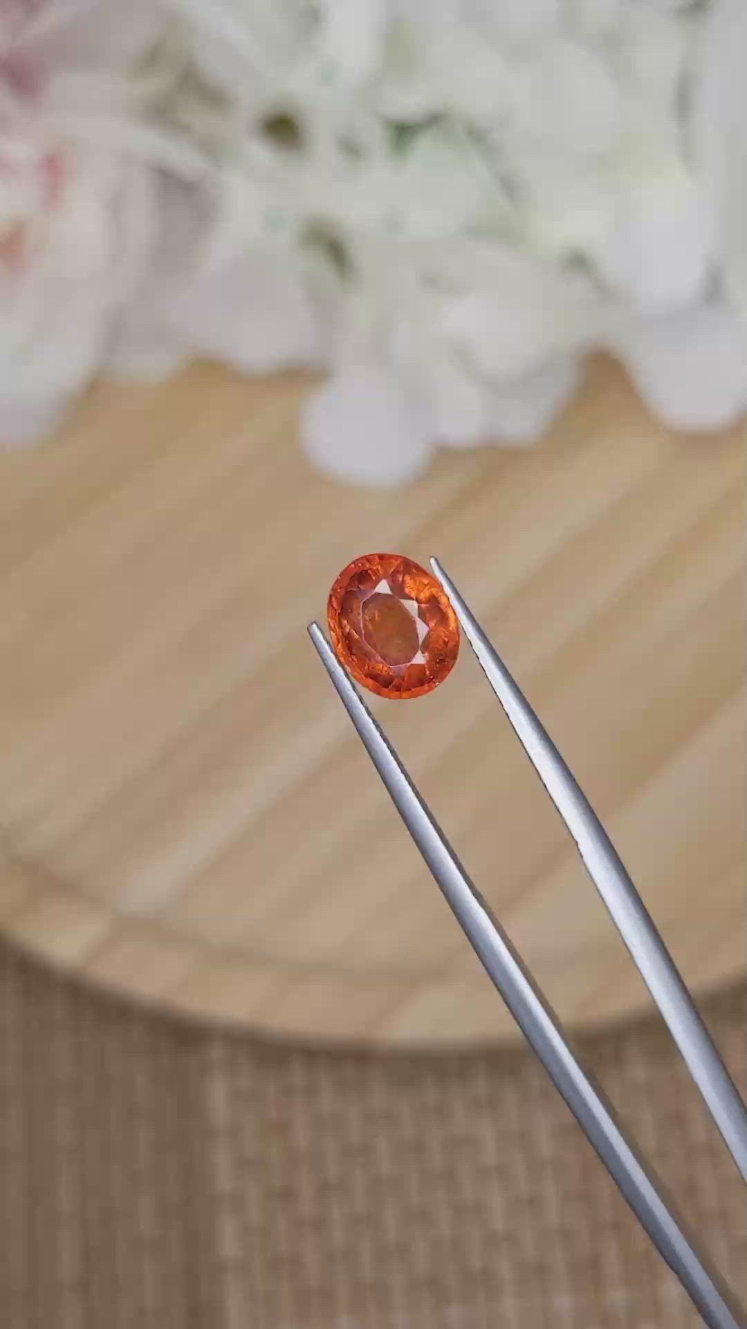 2.43 Ct. Reddish Orange Hessonite Garnet from Madagascar Size Video