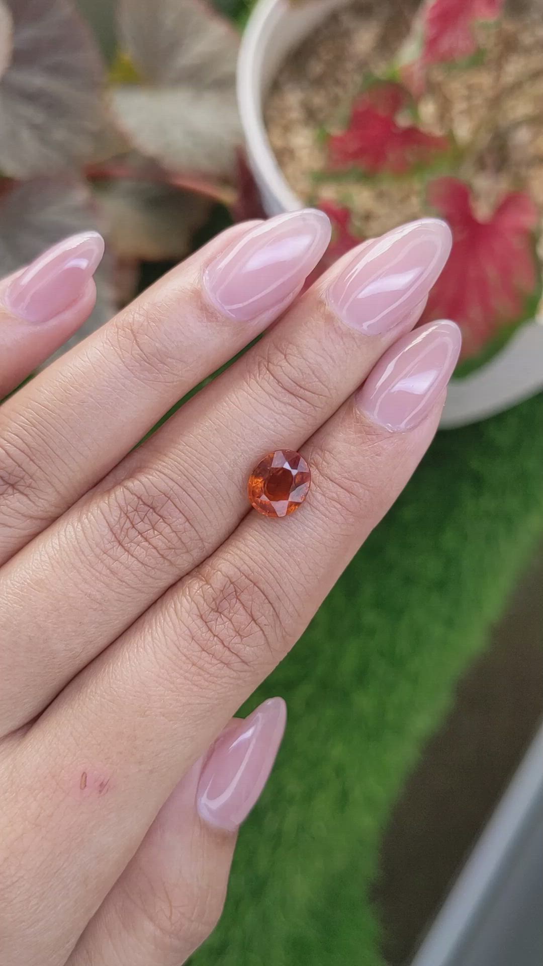 2.43 Ct. Reddish Orange Hessonite Garnet from Madagascar Size Video