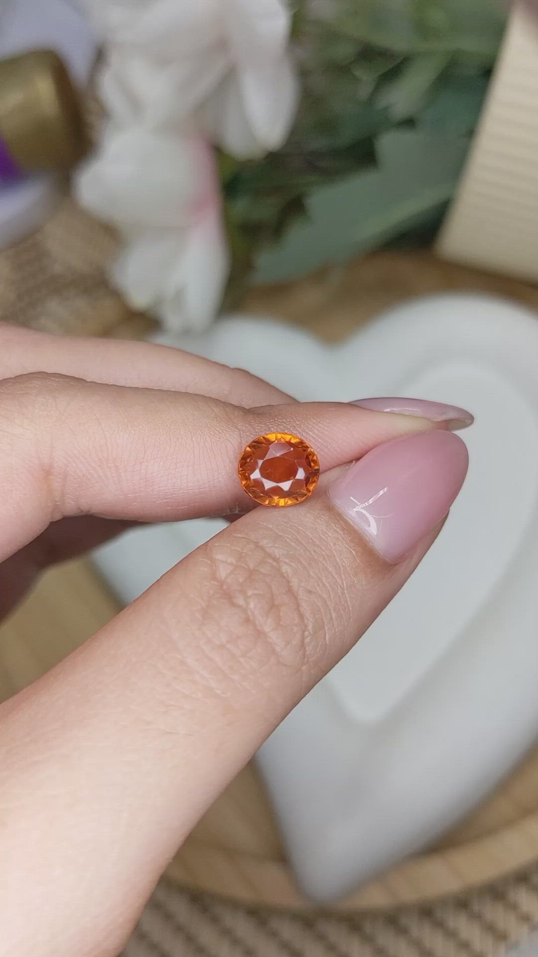 2.17 Ct. Reddish Orange Hessonite Garnet from Madagascar Size Video