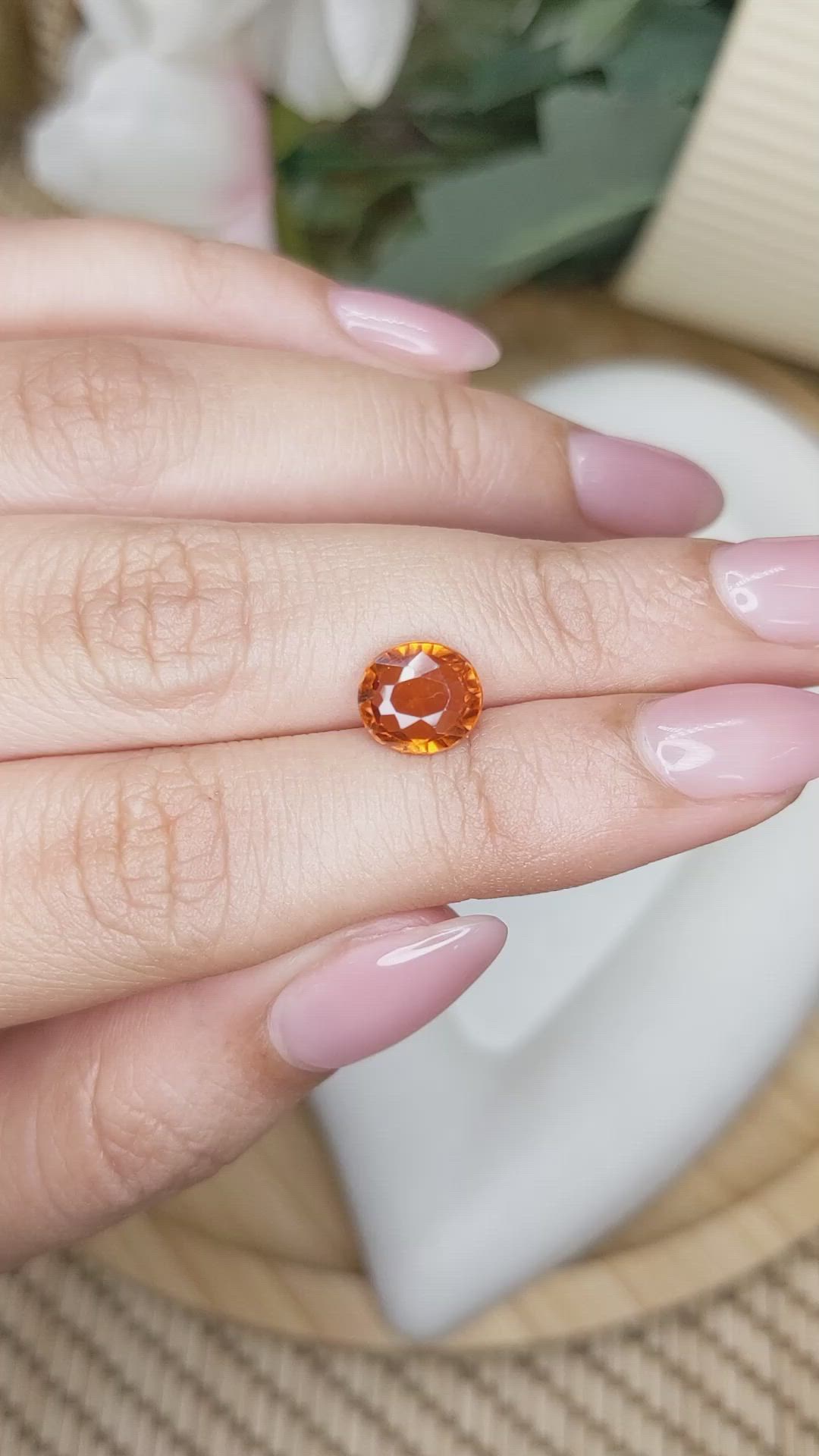 2.17 Ct. Reddish Orange Hessonite Garnet from Madagascar Size Video