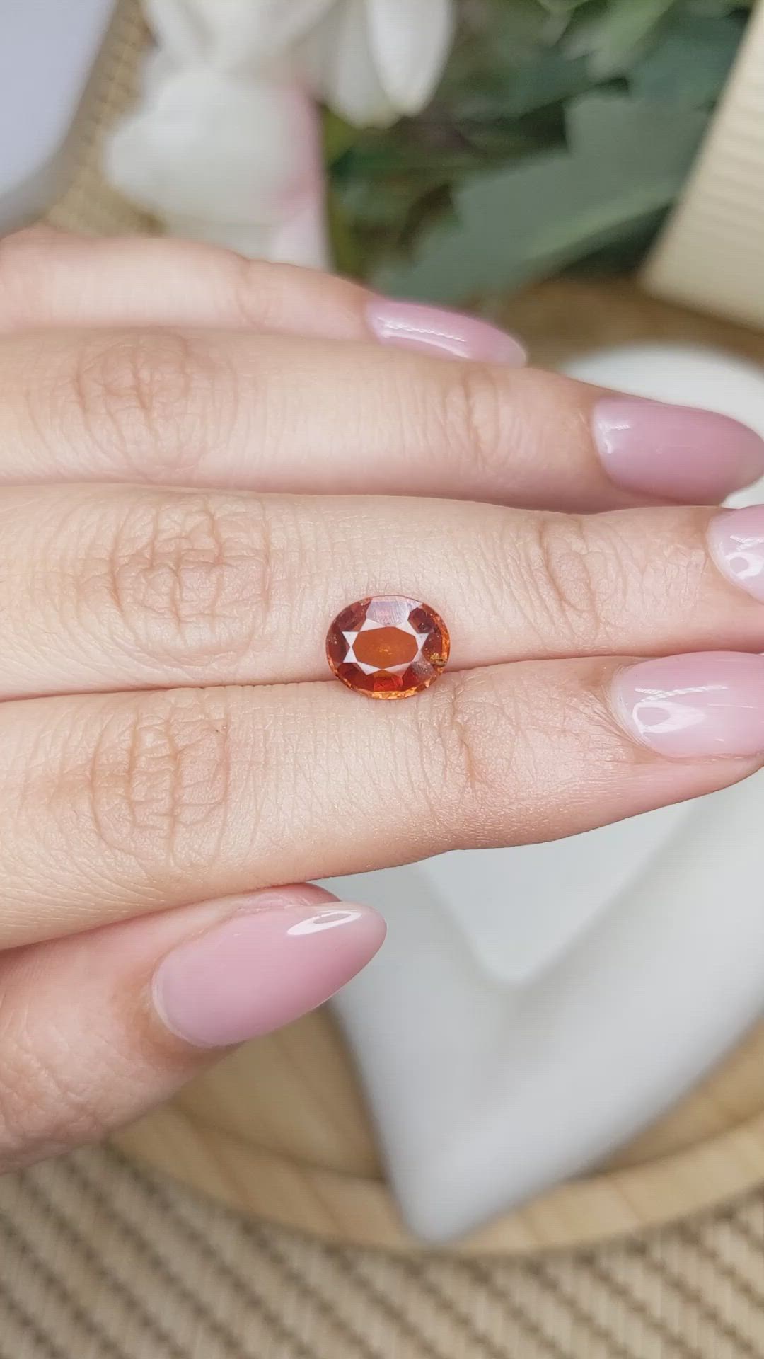 2.02 Ct. Reddish Orange Hessonite Garnet from Madagascar Size Video