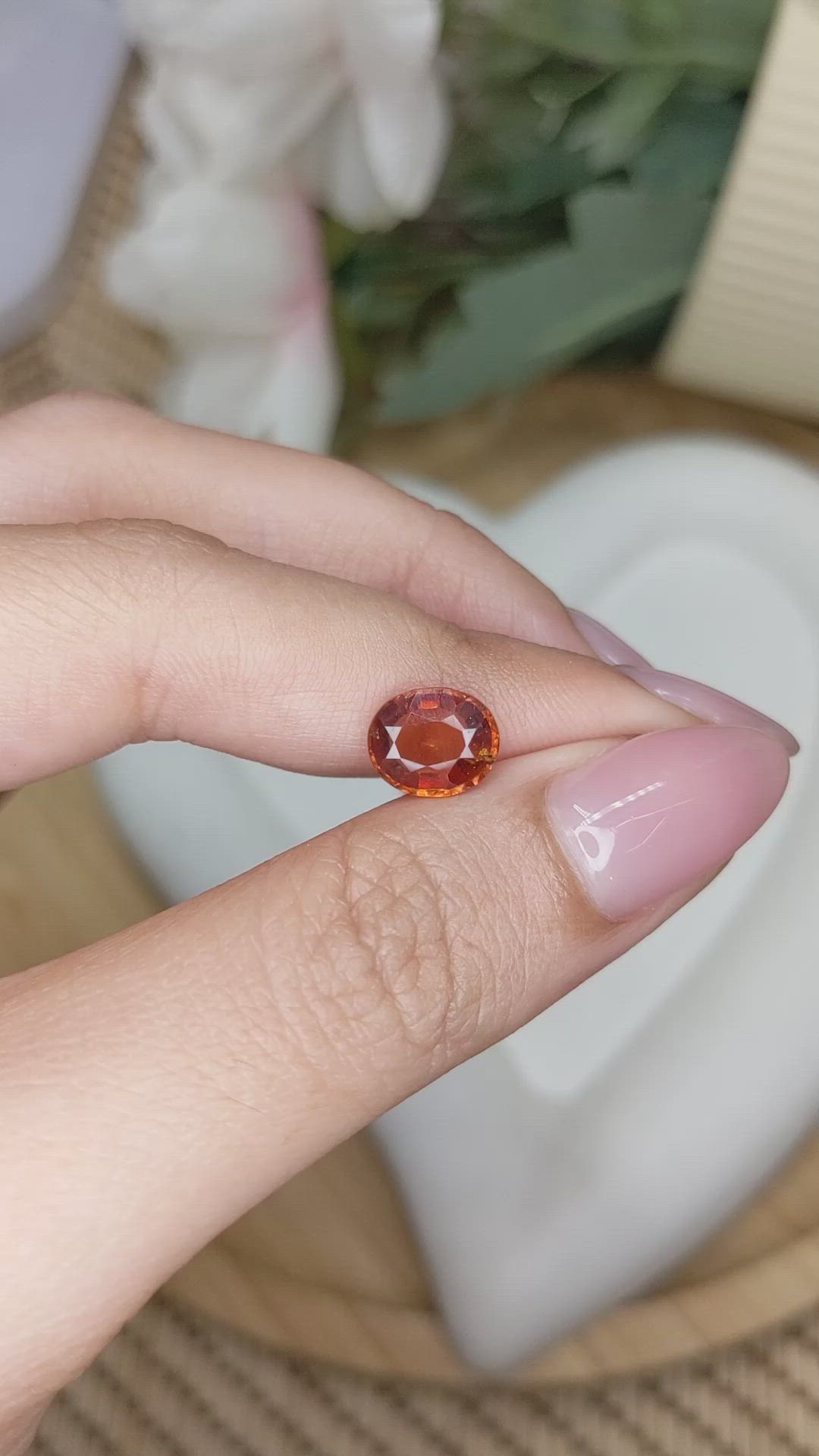 2.02 Ct. Reddish Orange Hessonite Garnet from Madagascar Size Video