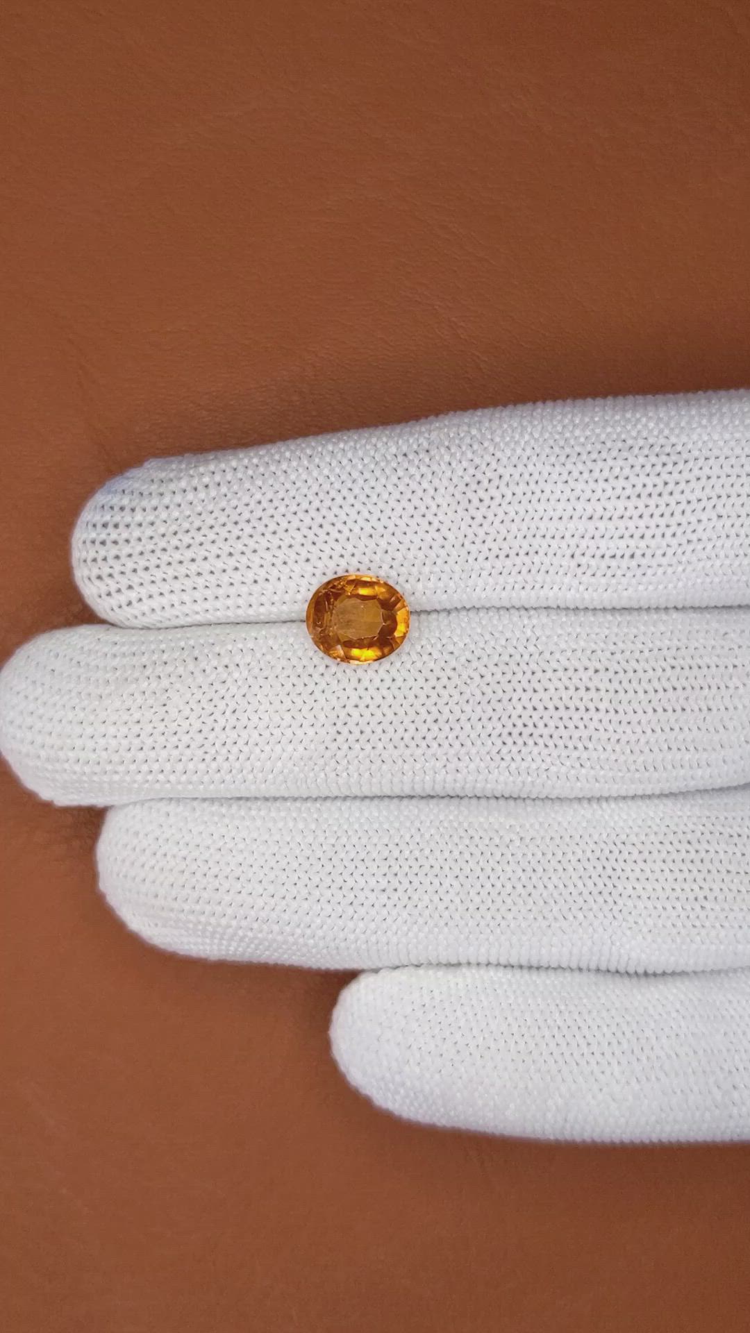 2.94 Ct. Orange Hessonite Garnet from Madagascar Size Video