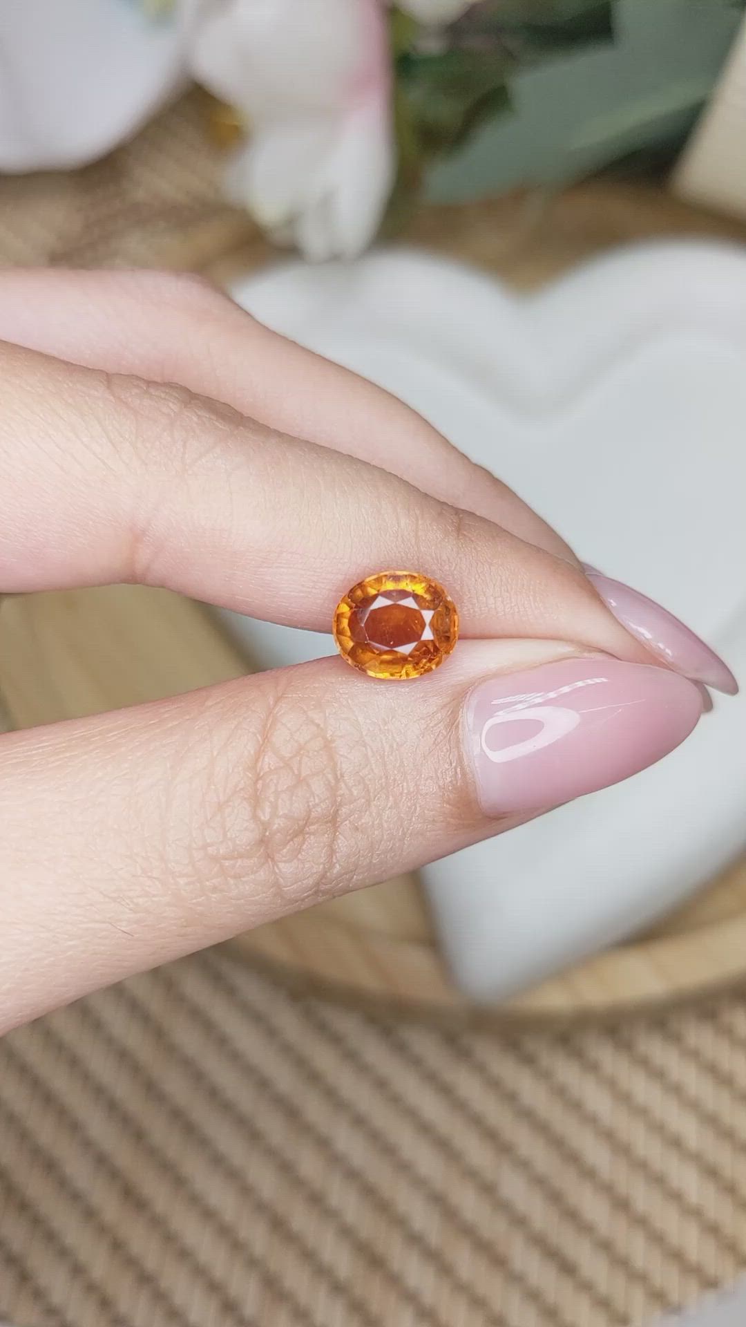 2.94 Ct. Orange Hessonite Garnet from Madagascar Size Video