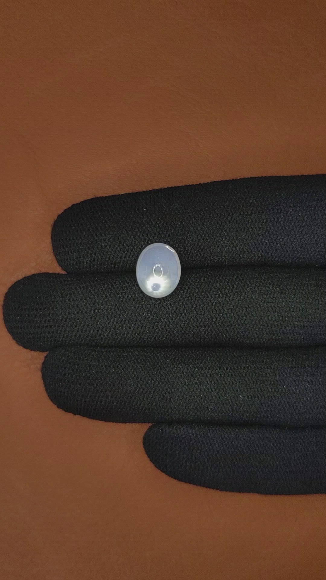 4.55 Ct. Blue Flash Cabochon Moonstone from Ceylon (Sri Lanka) Size Video