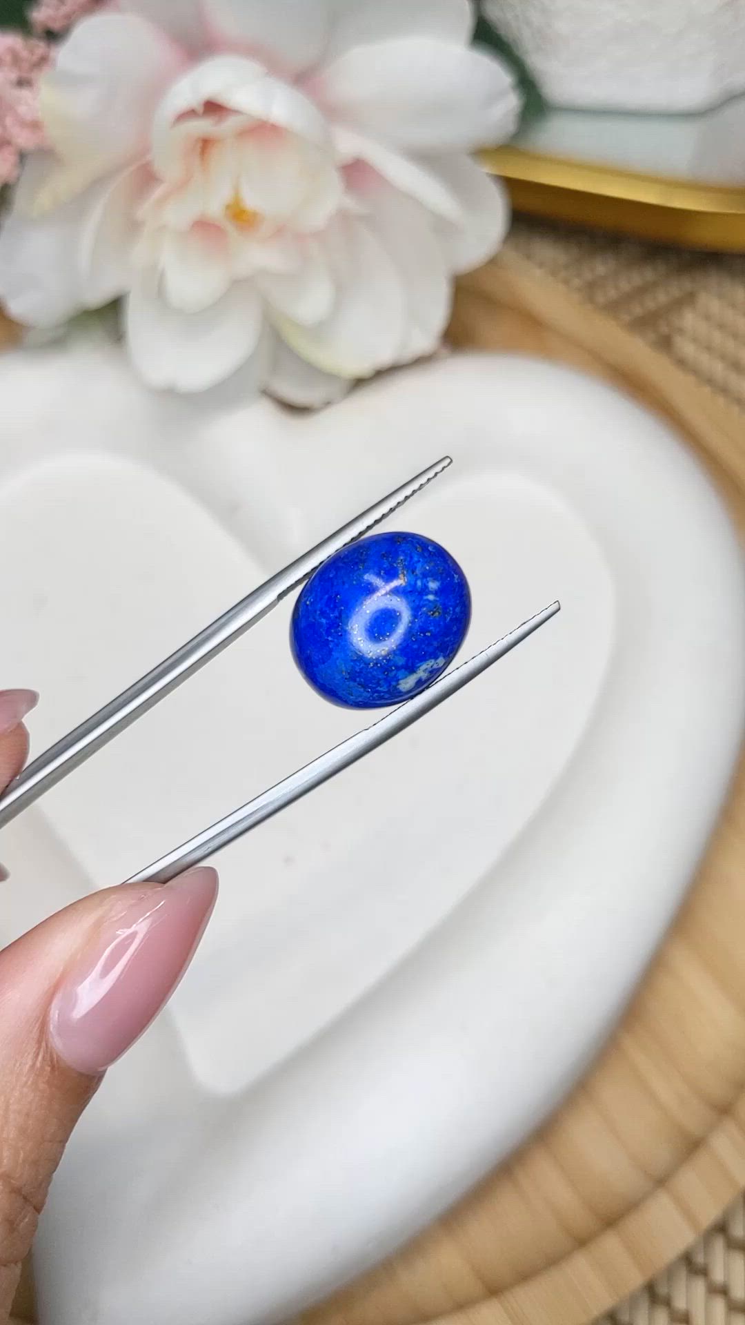 15.64 Ct. Cabochon Lapis from Afghanistan Size Video