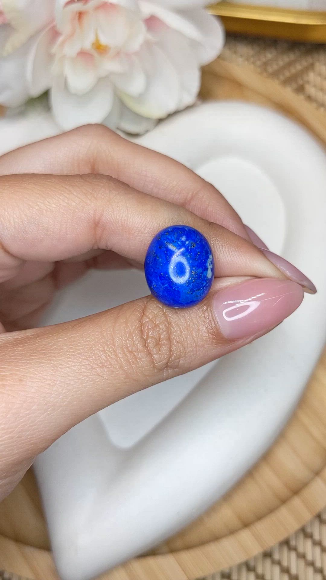 15.64 Ct. Cabochon Lapis from Afghanistan Size Video