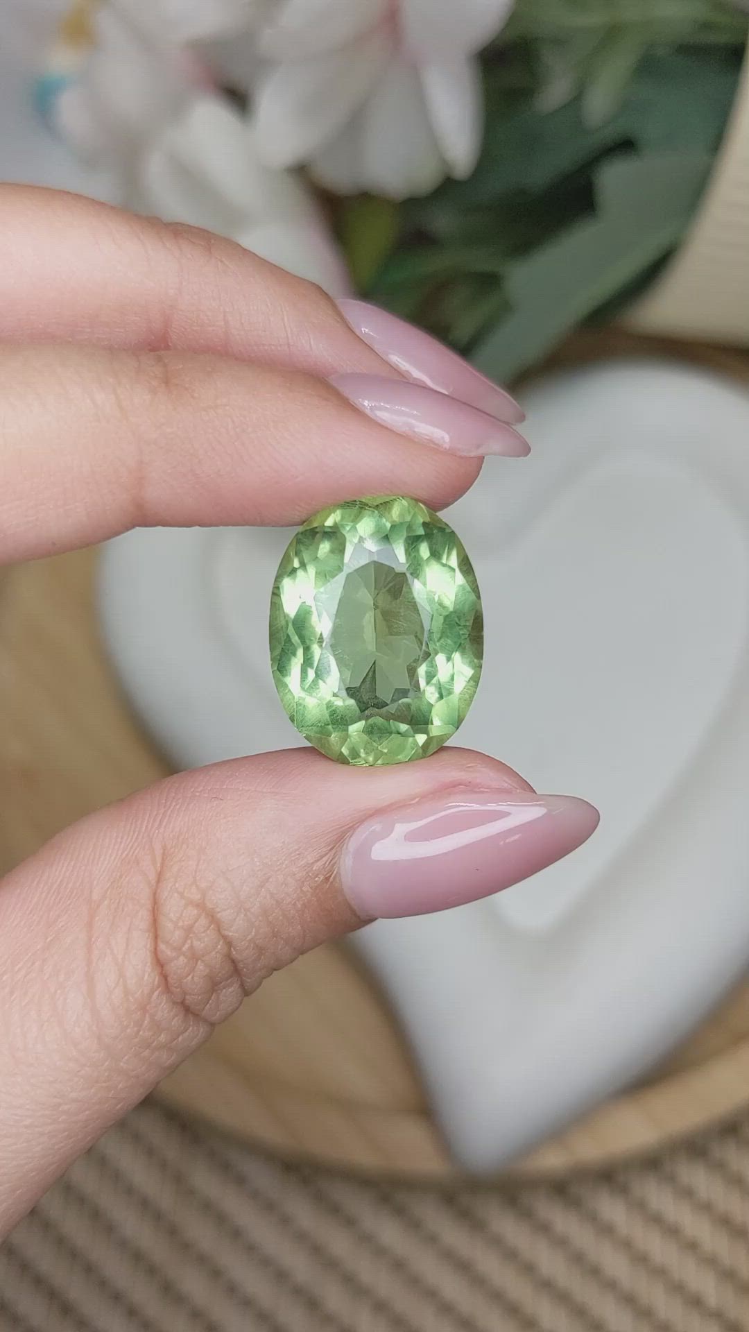 16.91 Ct. Green Prasiolite from Brazil Size Video