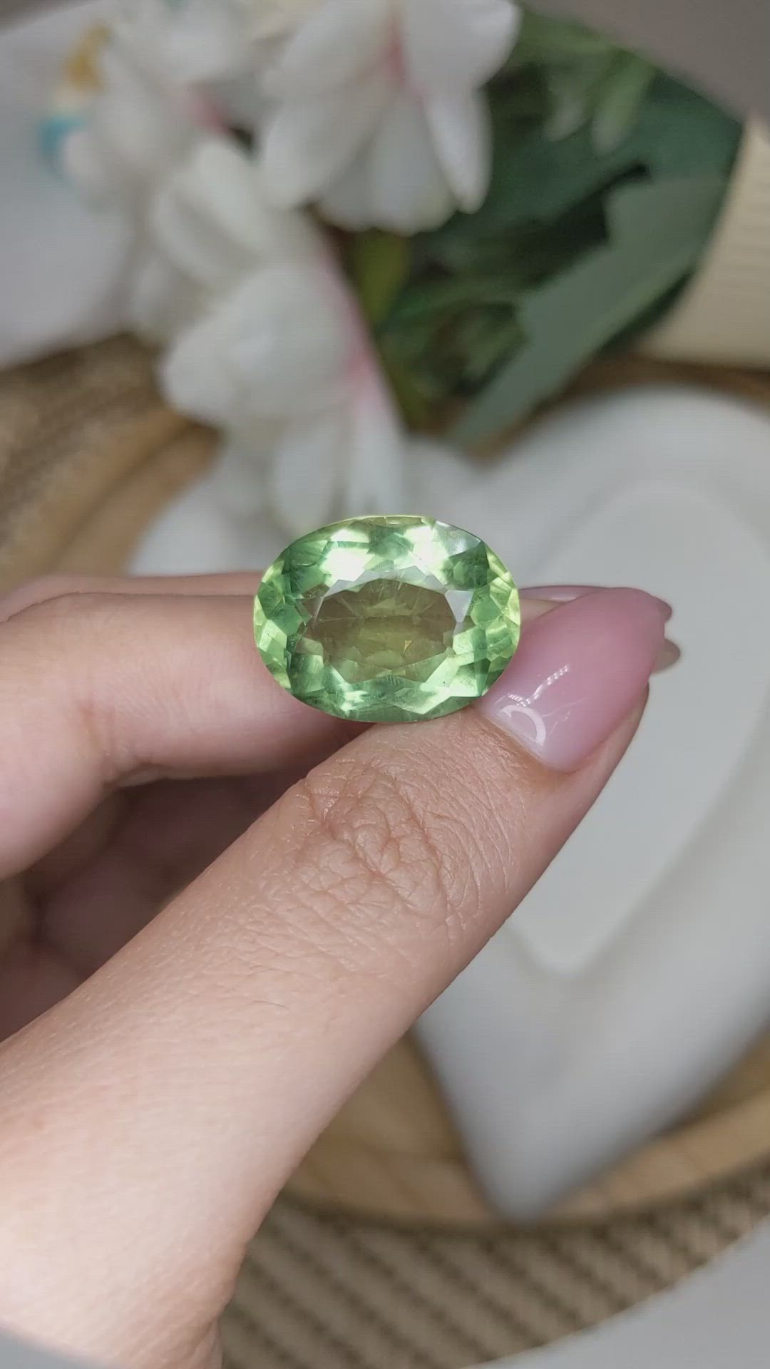16.91 Ct. Green Prasiolite from Brazil Size Video