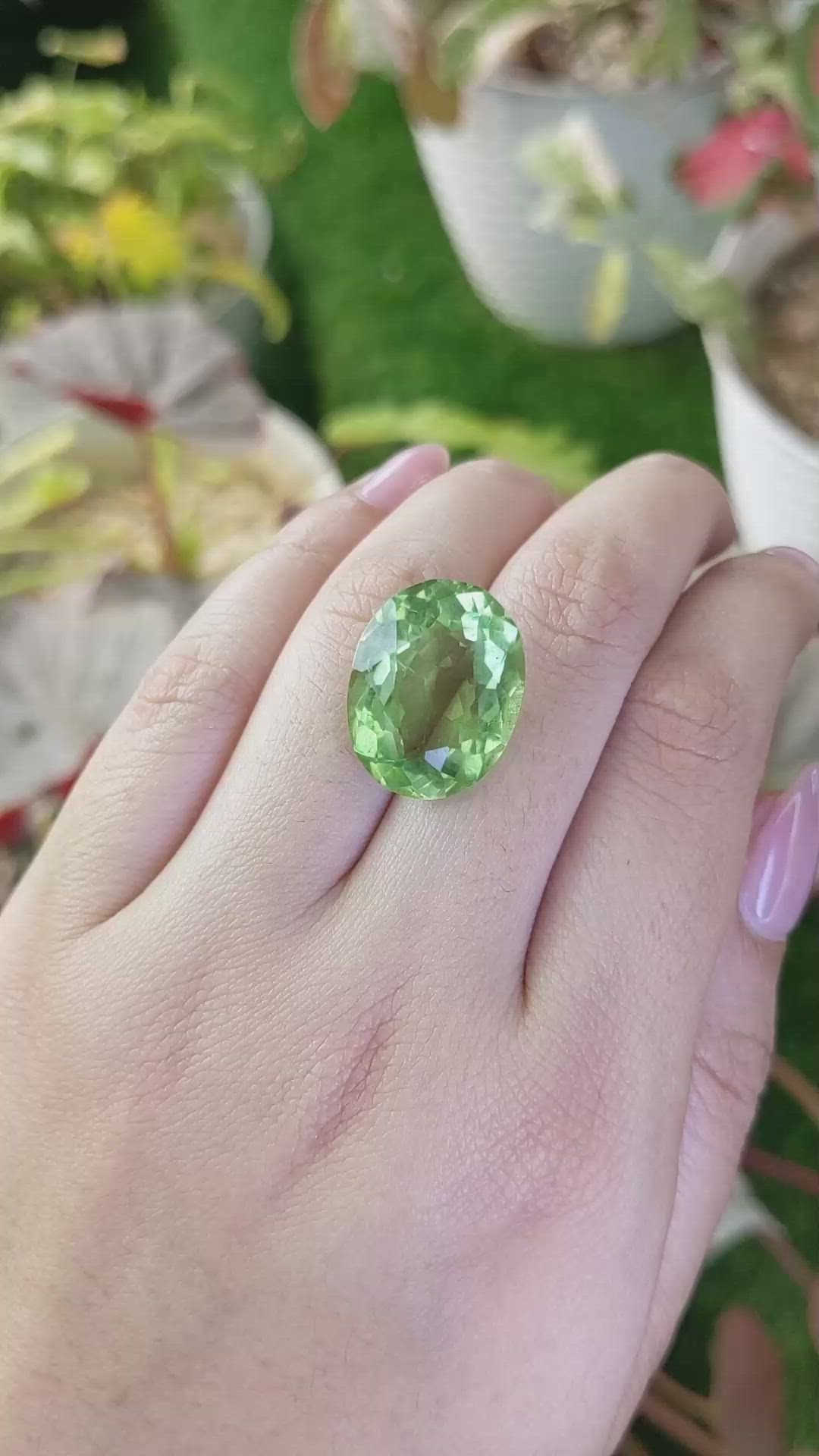 16.91 Ct. Green Prasiolite from Brazil Size Video