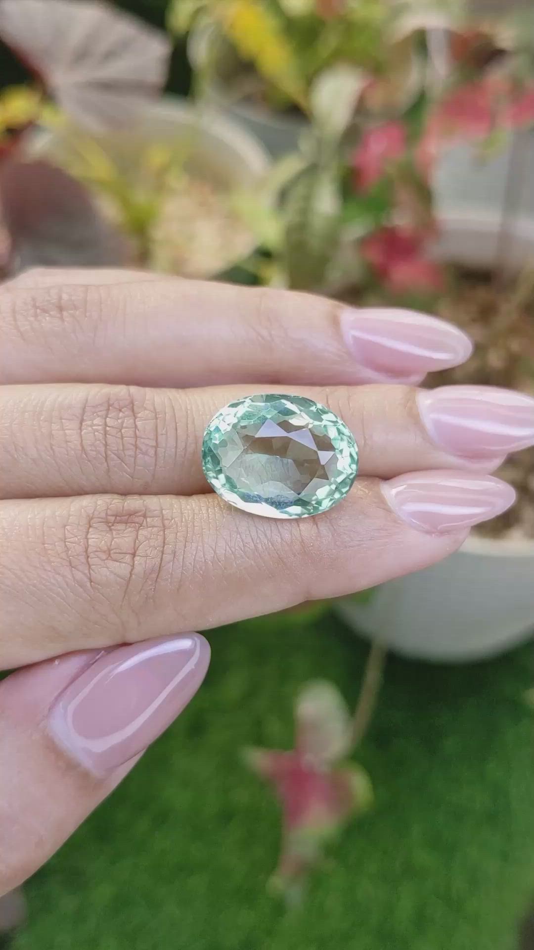 13.93 Ct. Mint Green Prasiolite from Brazil Size Video