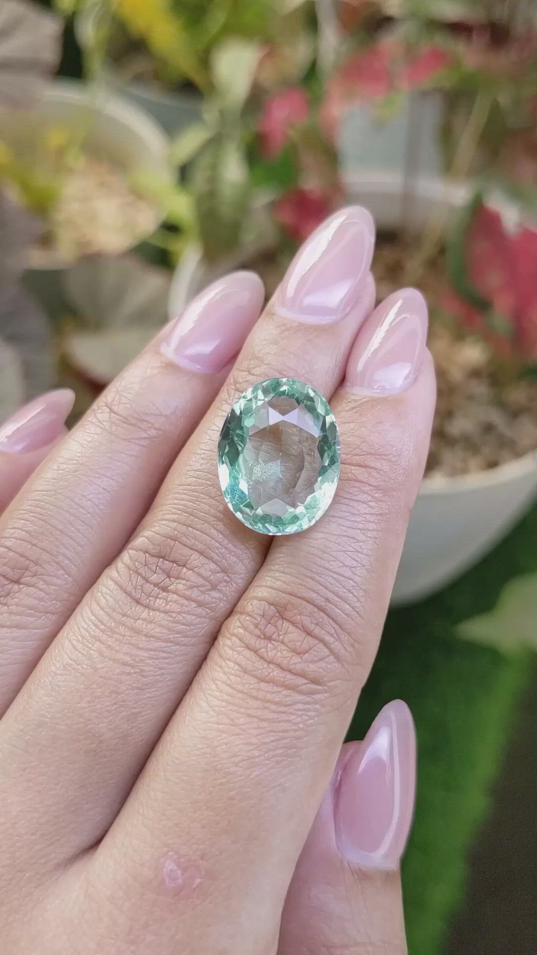 13.93 Ct. Mint Green Prasiolite from Brazil Size Video