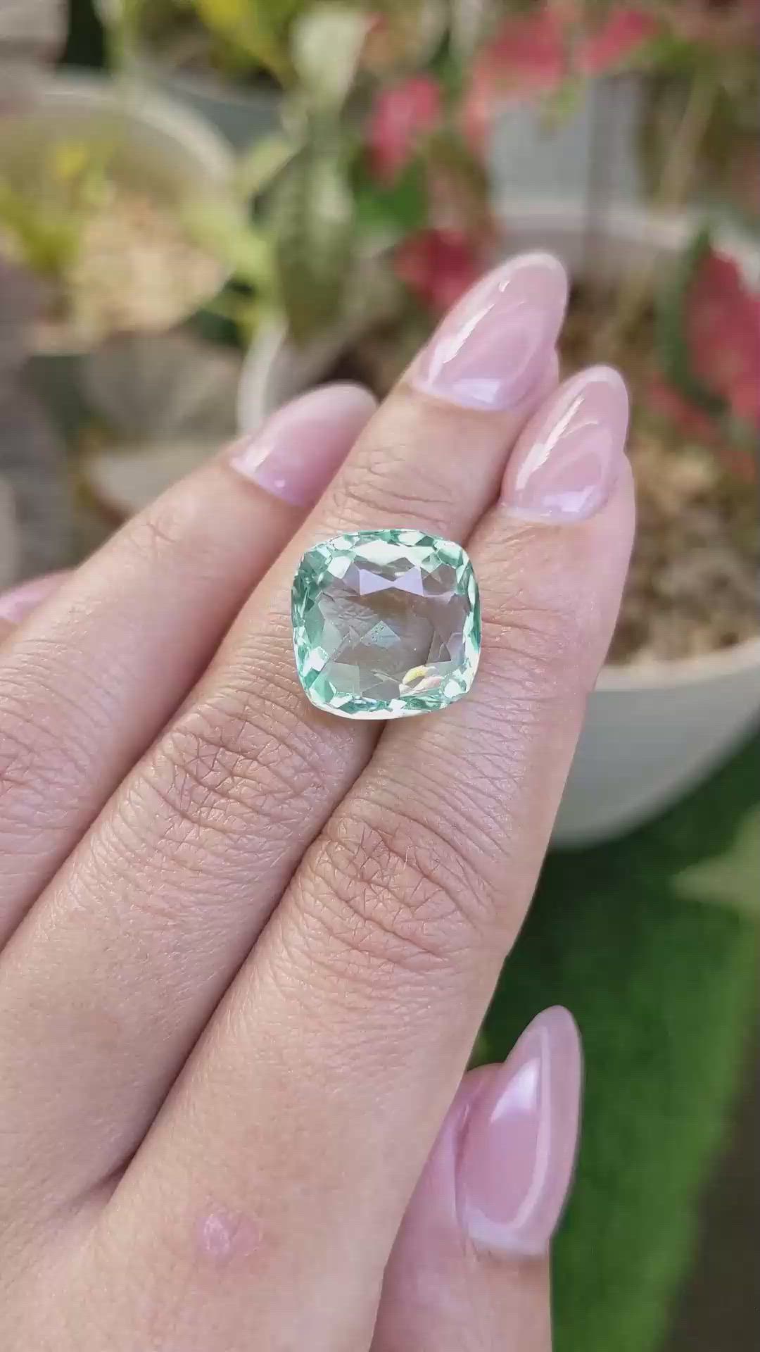 12.01 Ct. Mint Green Prasiolite from Brazil Size Video