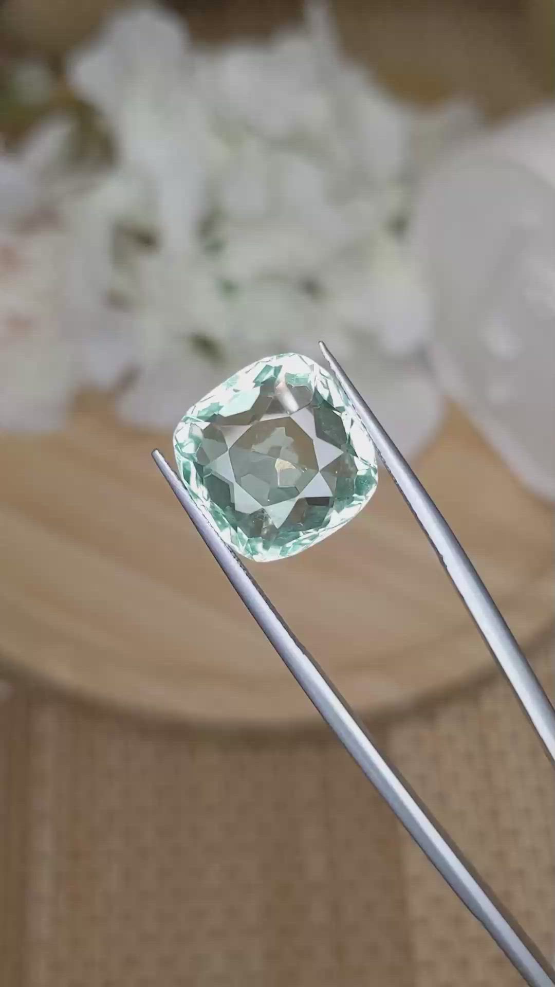 12.01 Ct. Mint Green Prasiolite from Brazil Size Video