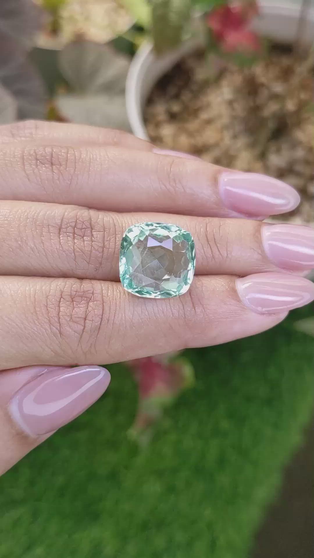 12.01 Ct. Mint Green Prasiolite from Brazil Size Video