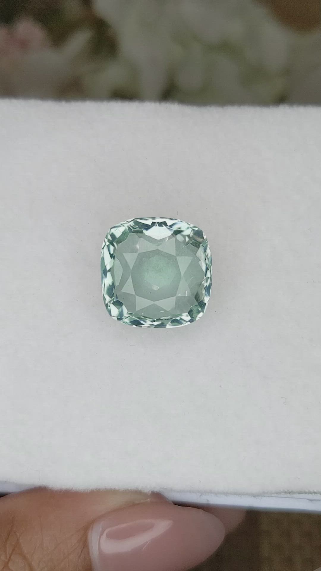12.01 Ct. Mint Green Prasiolite from Brazil Size Video