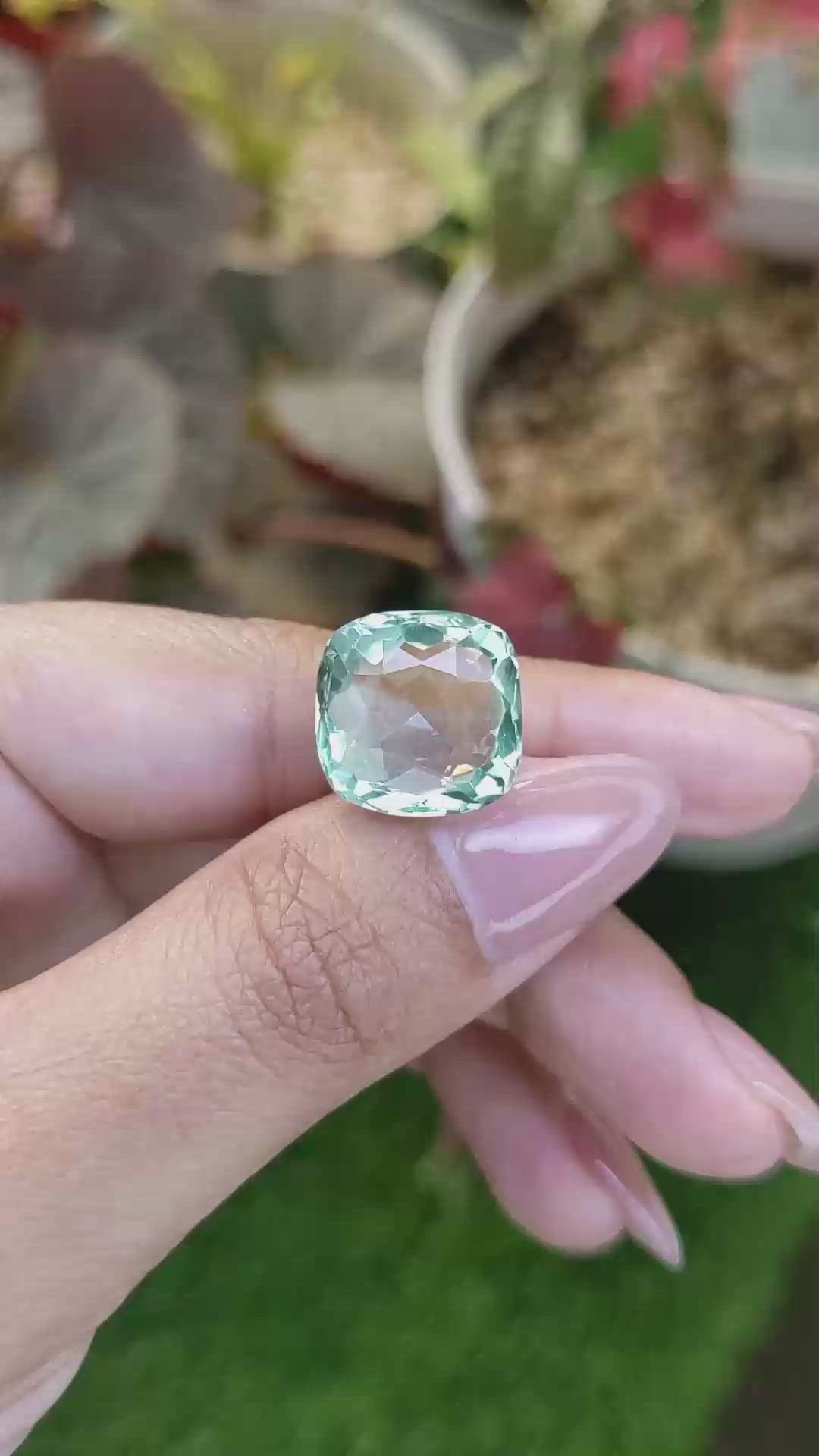 12.01 Ct. Mint Green Prasiolite from Brazil Size Video