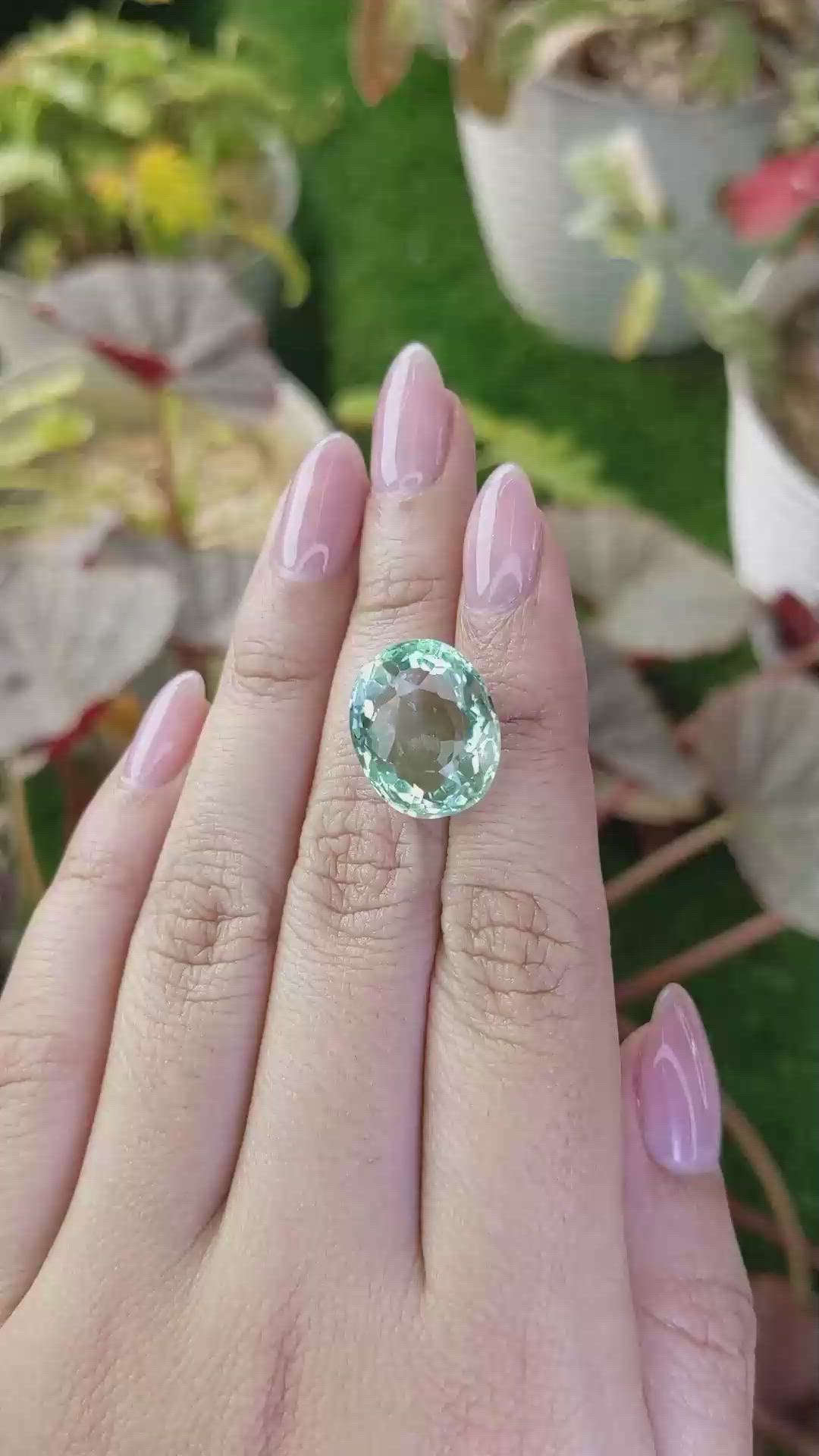 13.48 Ct. Bluish Green Prasiolite from Brazil Size Video