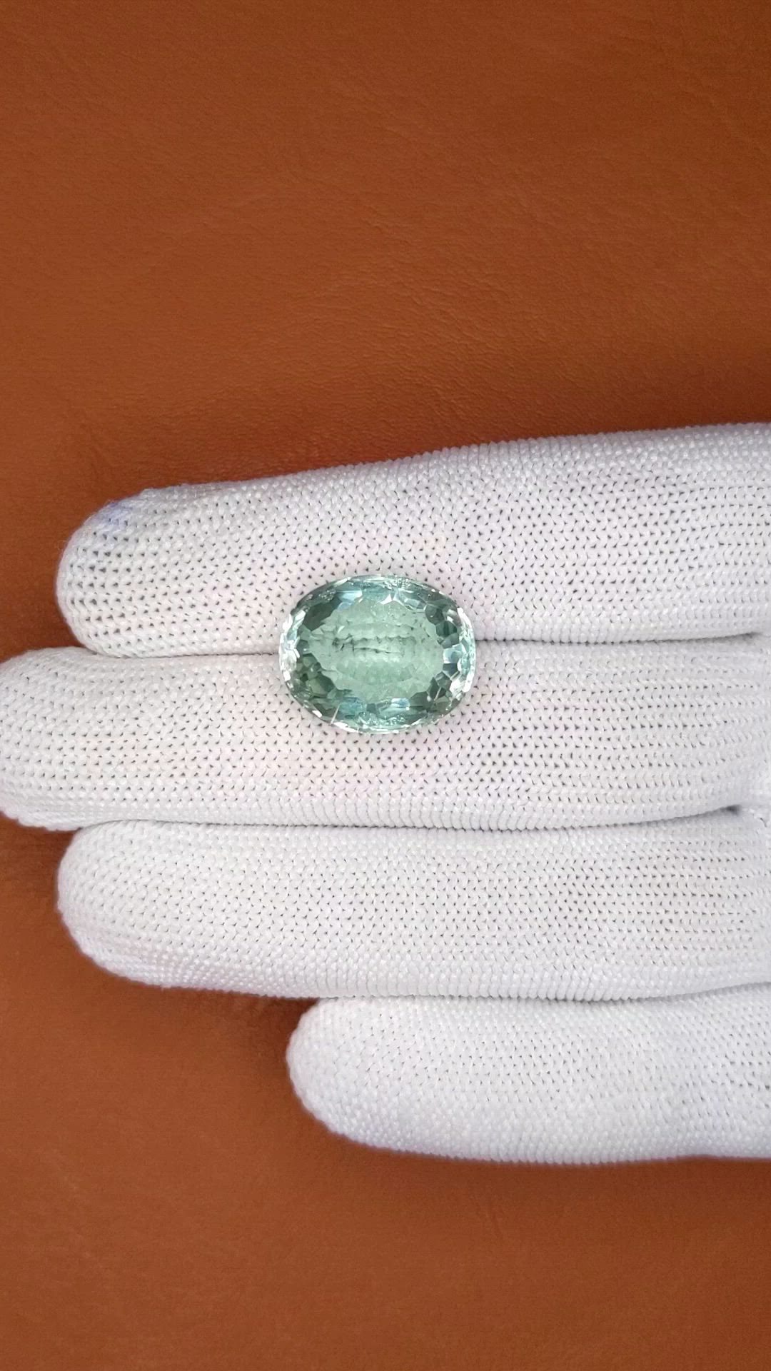13.48 Ct. Bluish Green Prasiolite from Brazil Size Video