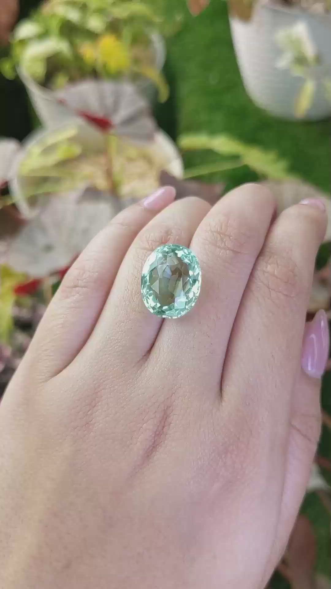 13.48 Ct. Bluish Green Prasiolite from Brazil Size Video