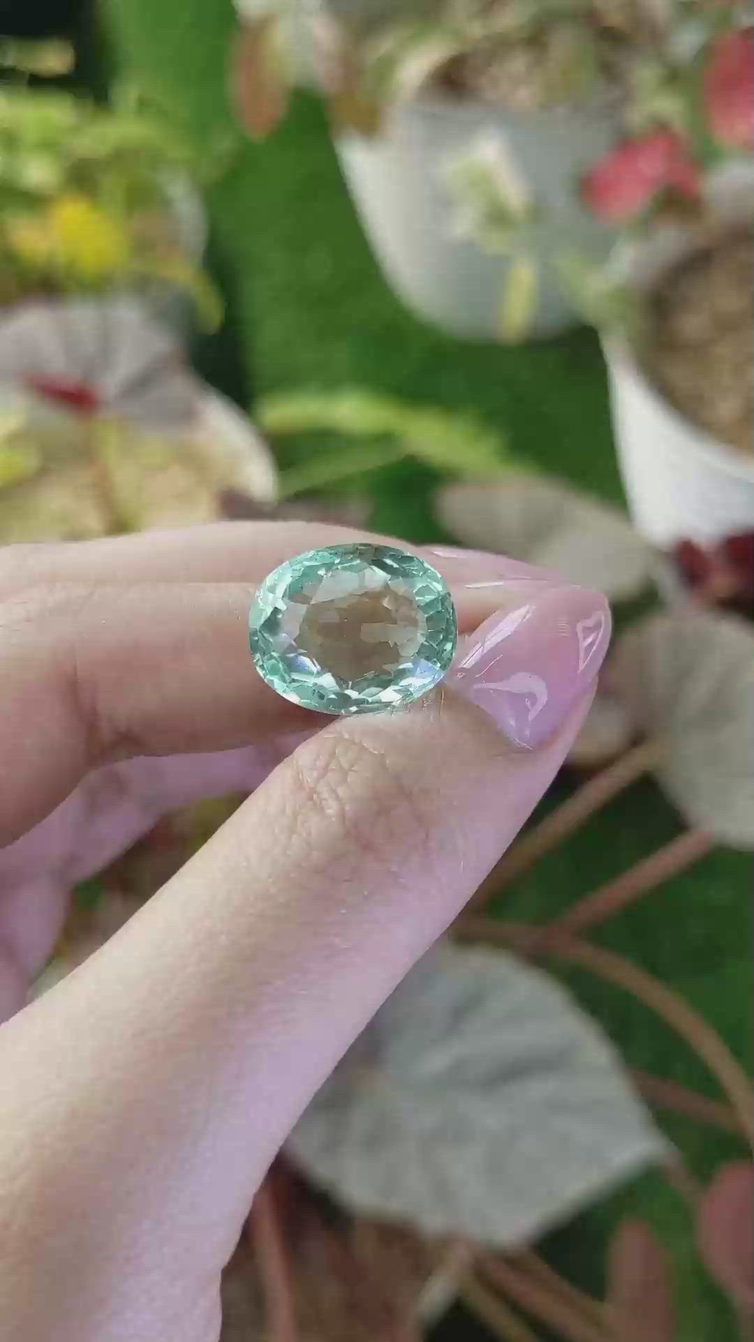 13.48 Ct. Bluish Green Prasiolite from Brazil Size Video