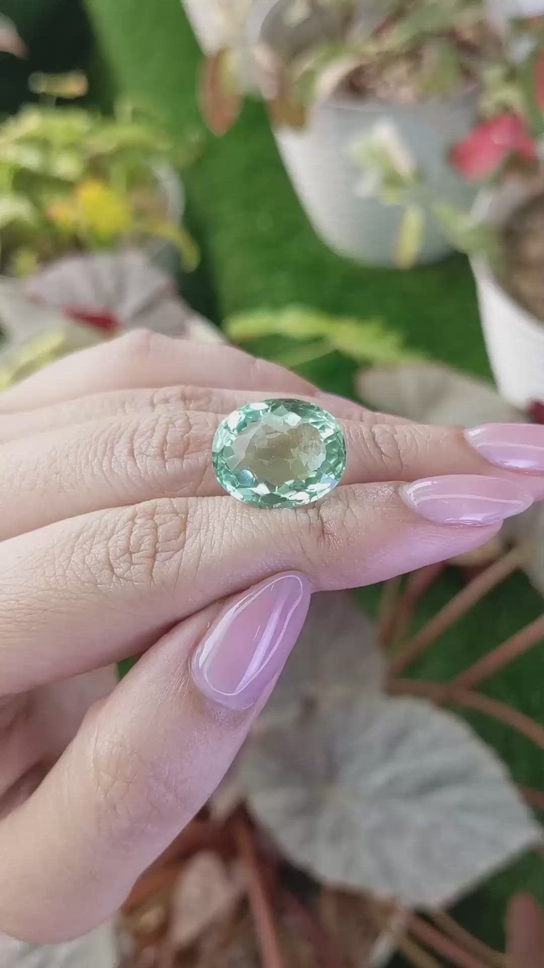 13.48 Ct. Bluish Green Prasiolite from Brazil Size Video