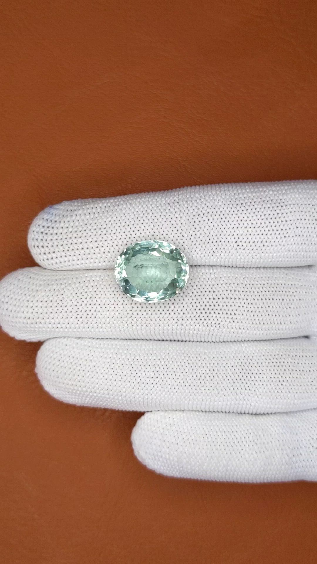 10.36 Ct. Bluish Green Prasiolite from Brazil Size Video