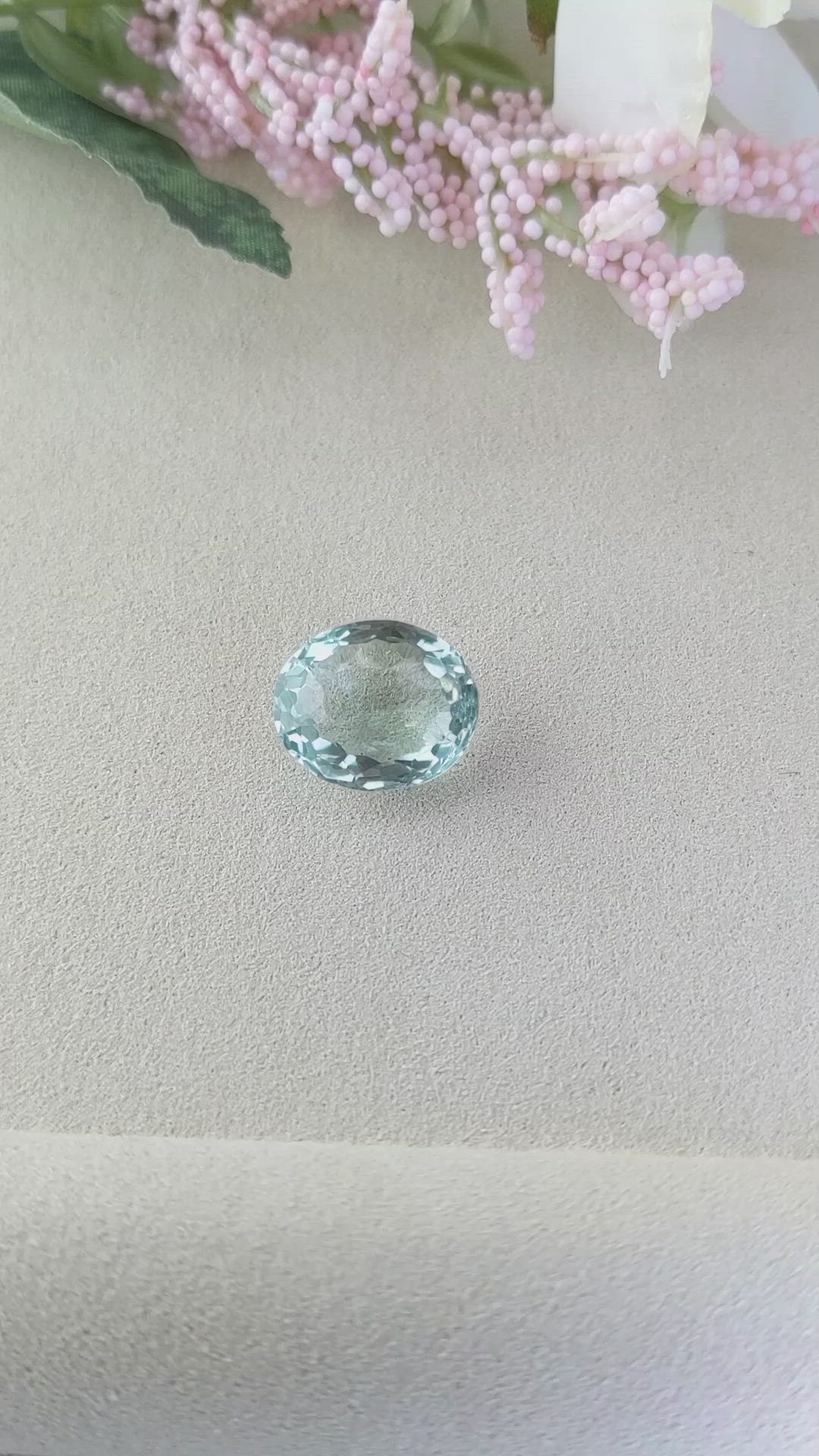 10.36 Ct. Bluish Green Prasiolite from Brazil Size Video