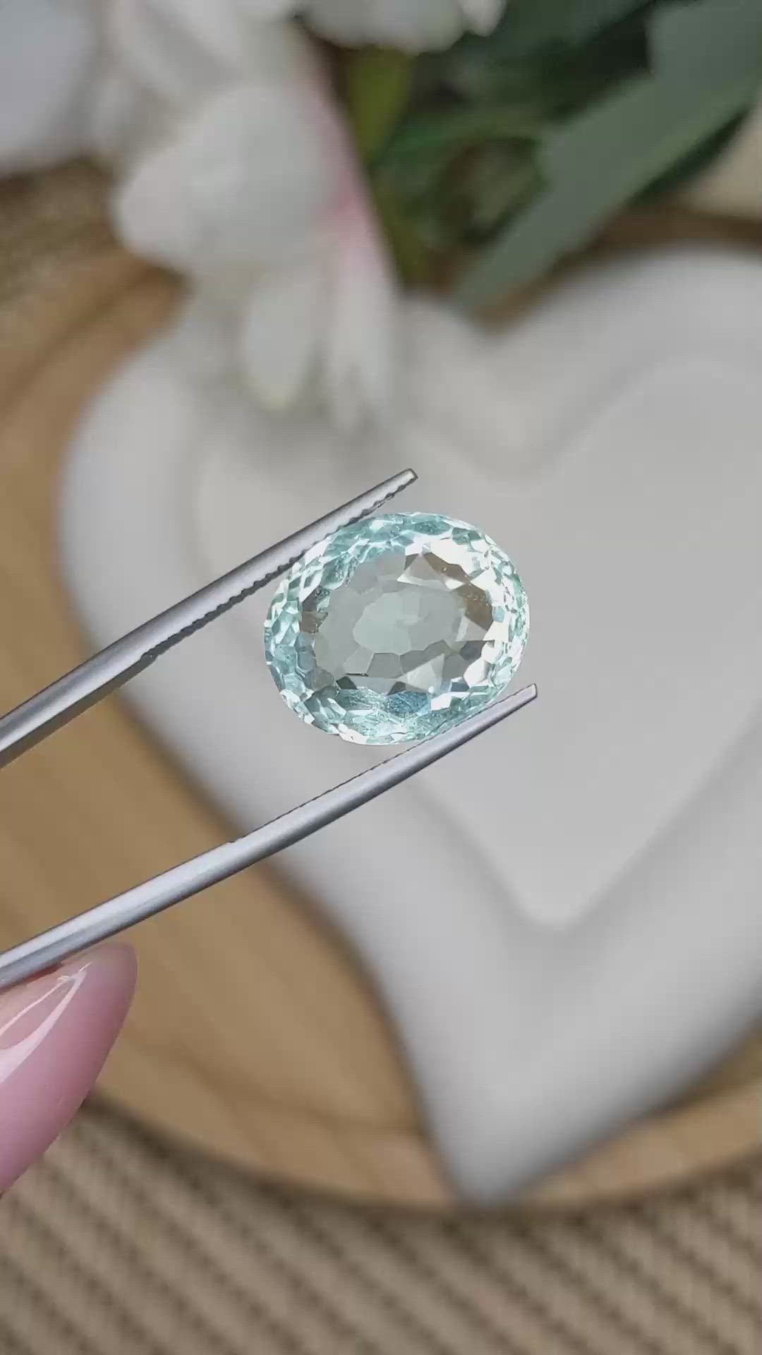 10.36 Ct. Bluish Green Prasiolite from Brazil Size Video