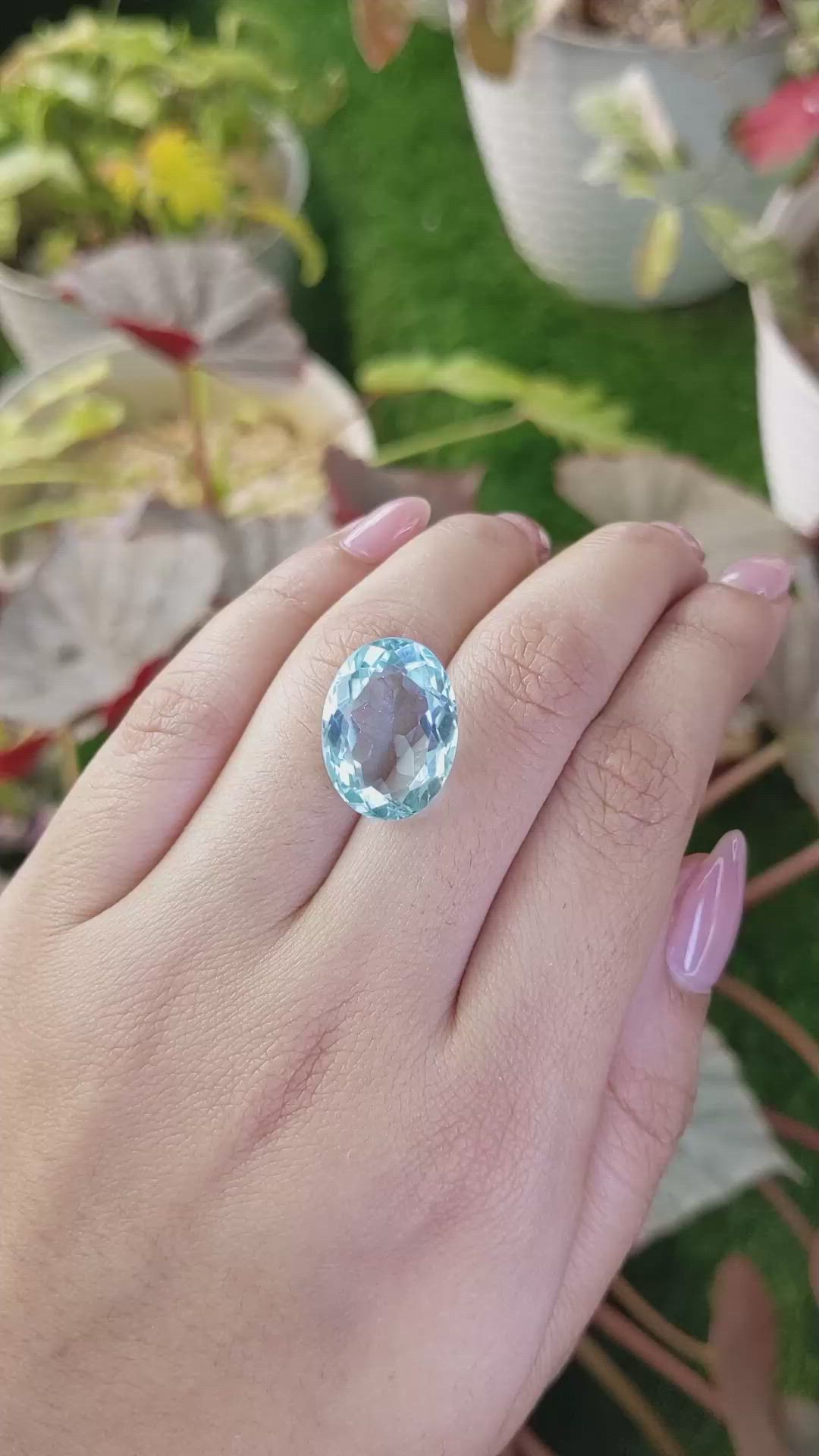 13.59 Ct. Greenish Blue Quartz from Brazil Size Video